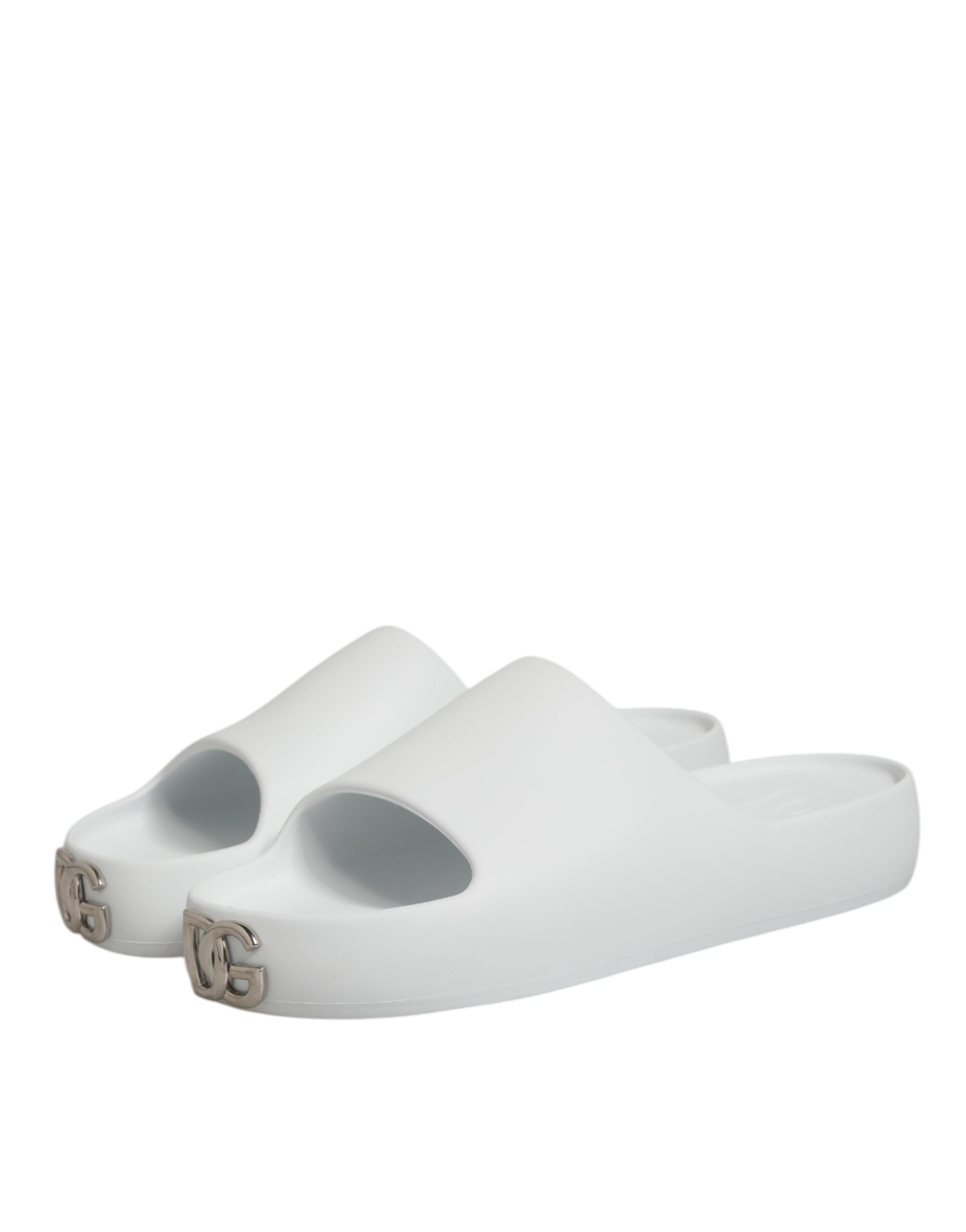 White Logo Slides Sandals Men Beachwear Shoes