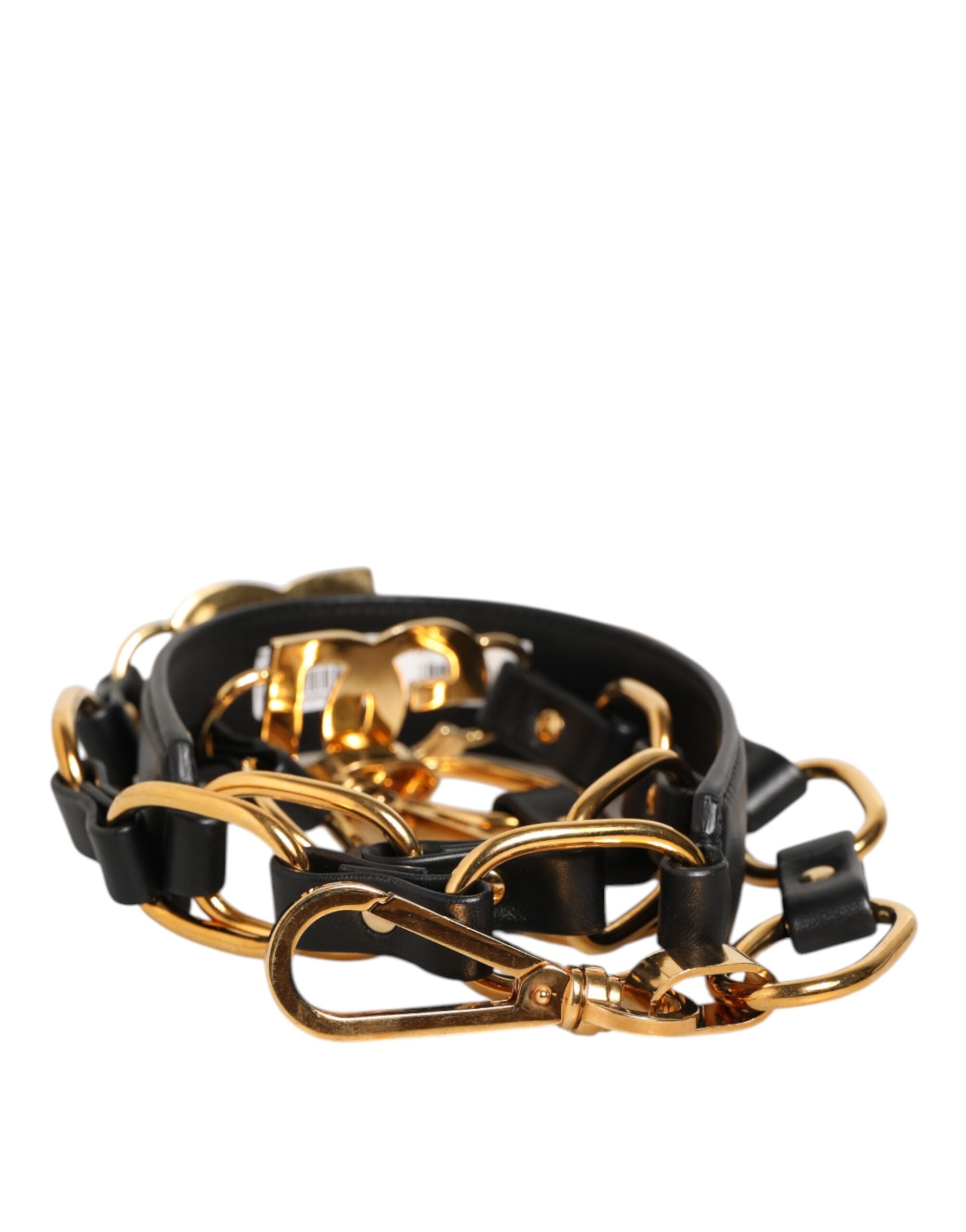 Black Leather Gold Chain Bag Accessory Shoulder Strap