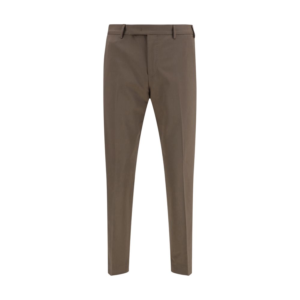Brown Fleece Wool Casual Pants