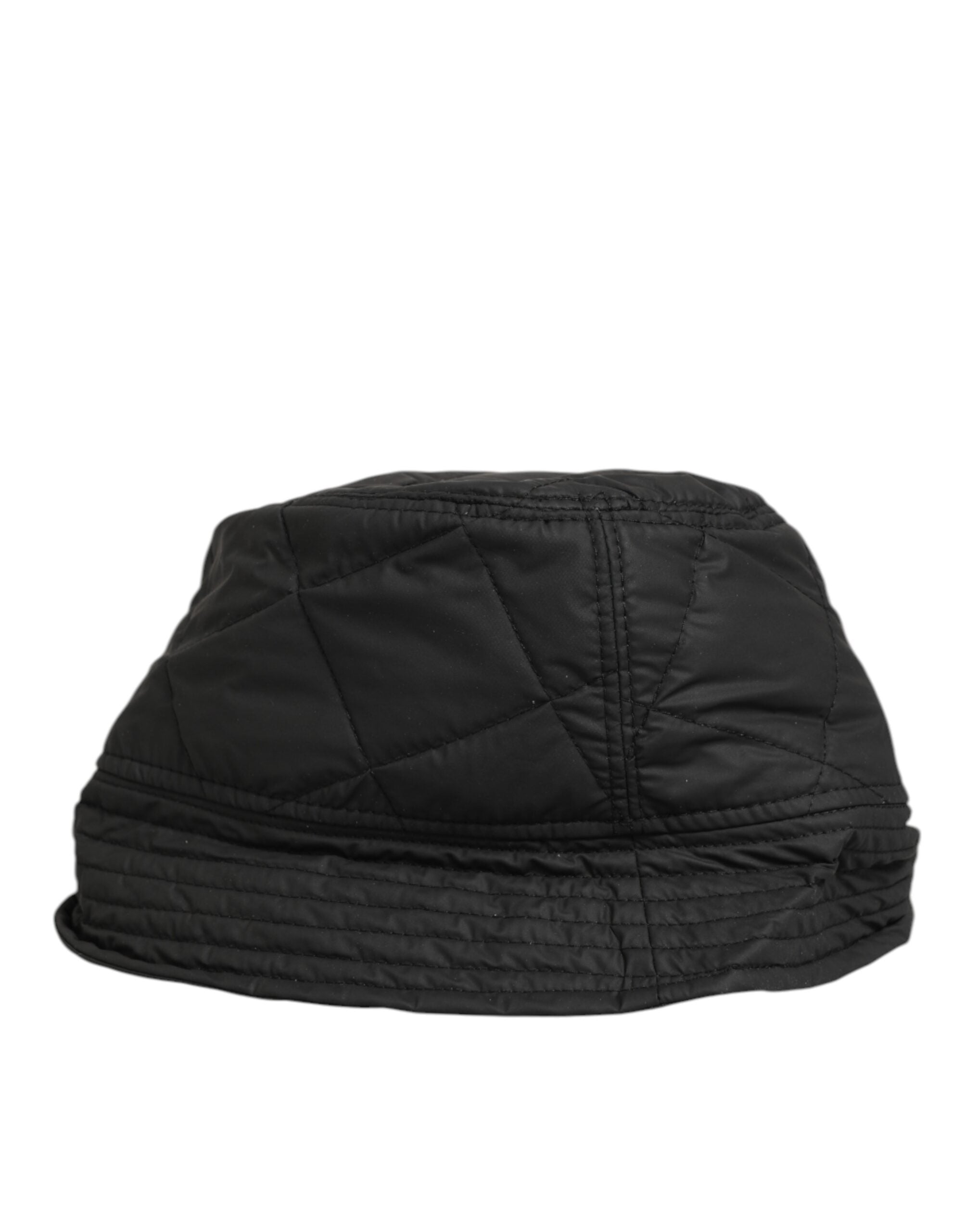 Black Nylon Quilted Bucket Men Capello Hat