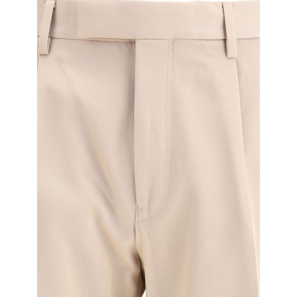 Beige Cotton Dress Pants