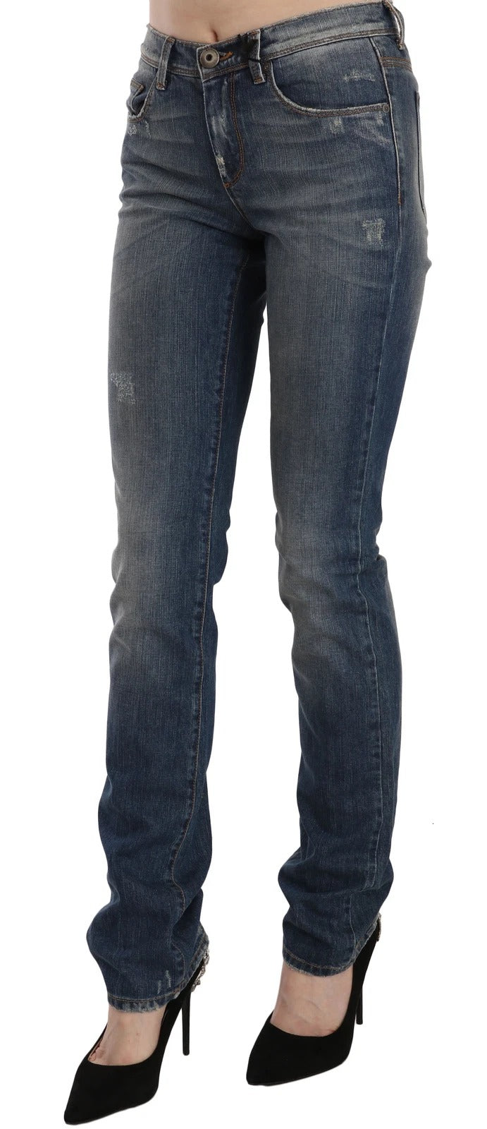 Blue Washed Boot Cut Casual Denim Pants Jeans