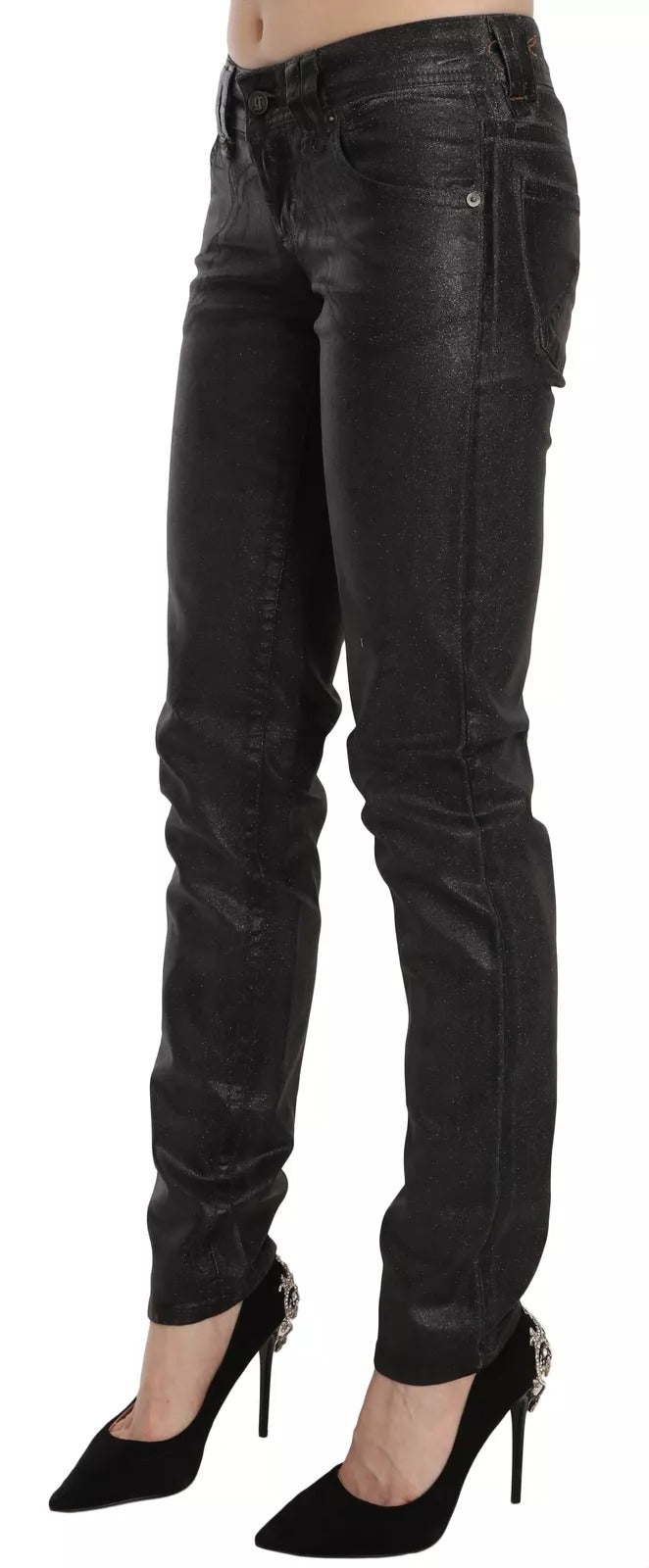 Black Washed Low Waist Regular Leg Denim Pants