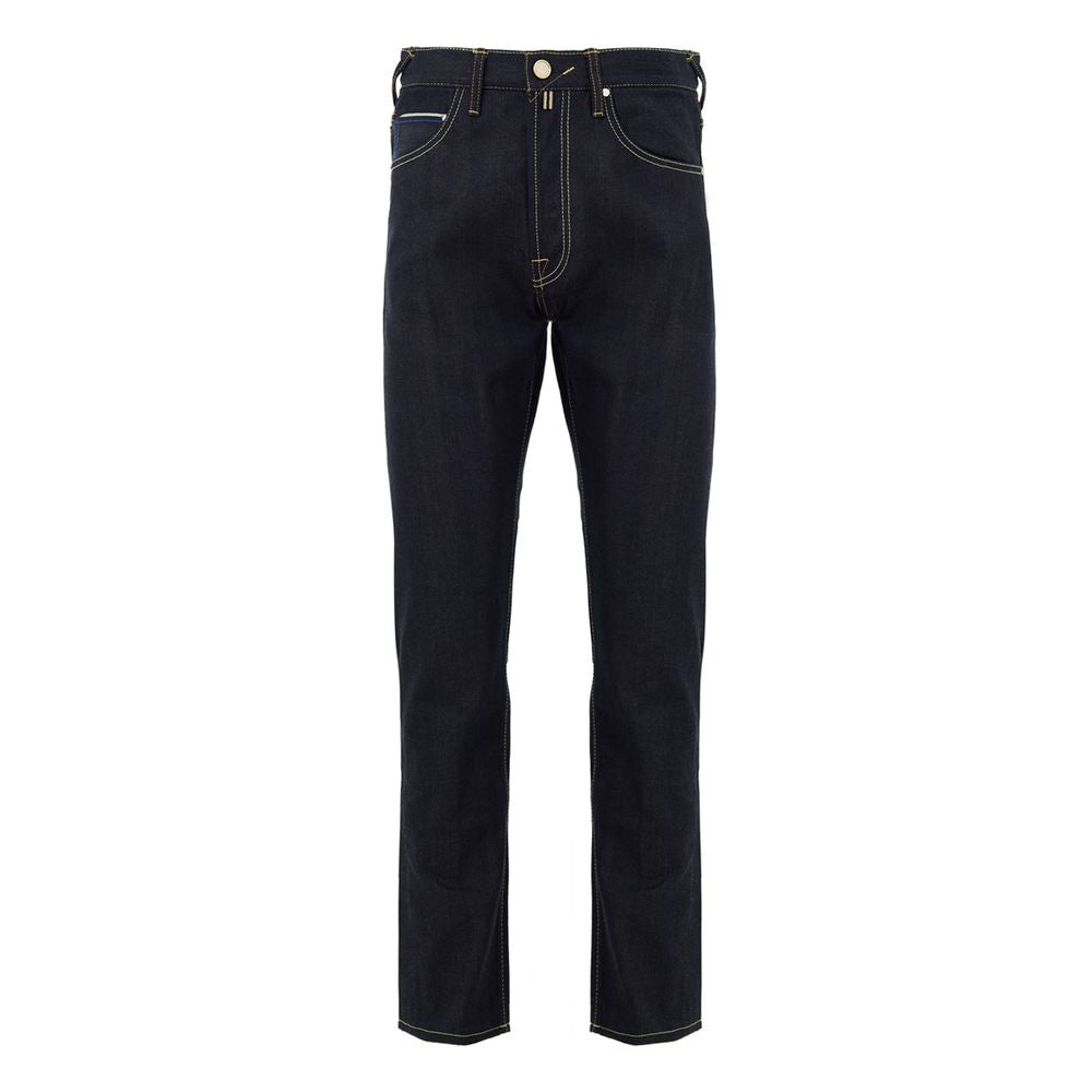Blue Polyester Tapered Jeans