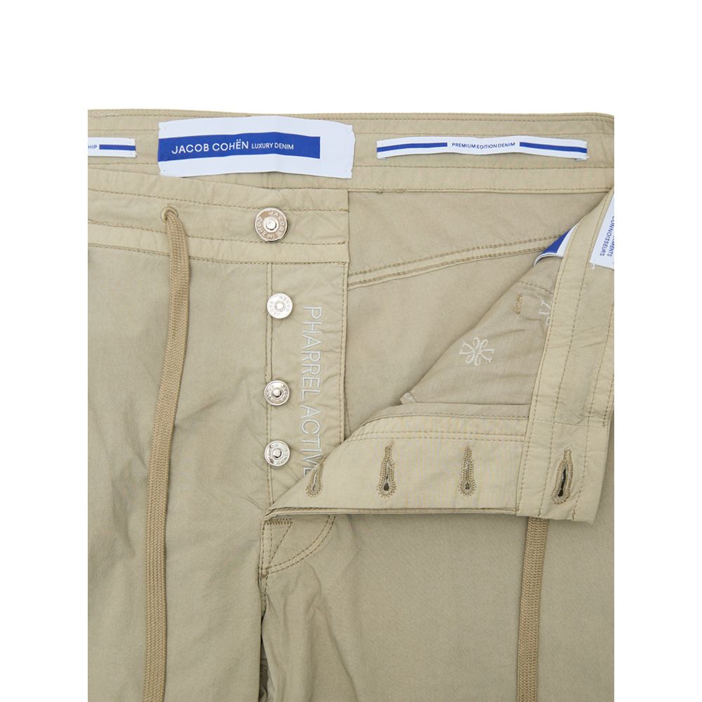 Beige Cotton Casual Pants
