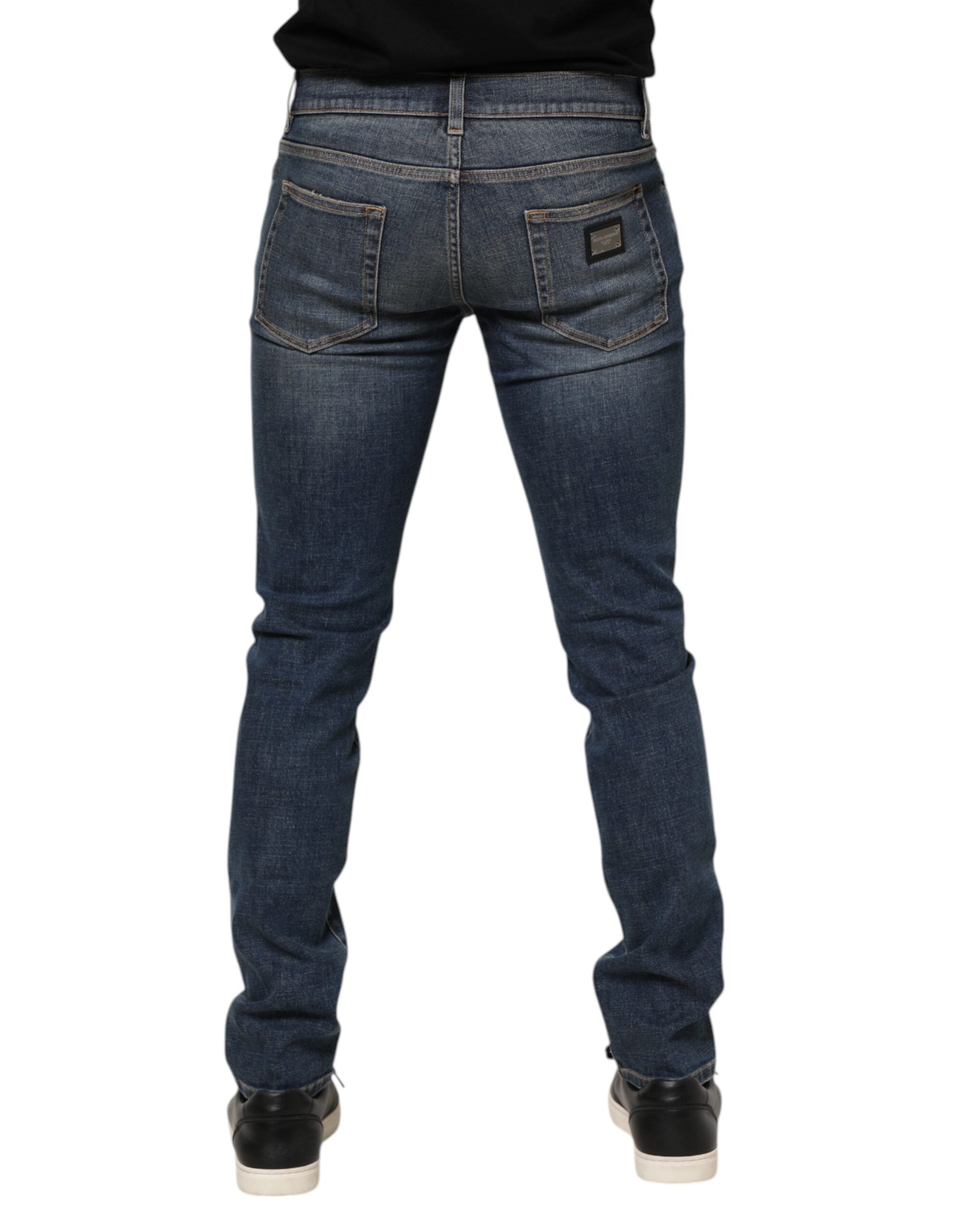 Blue Washed Cotton Skinny Men Denim Jeans