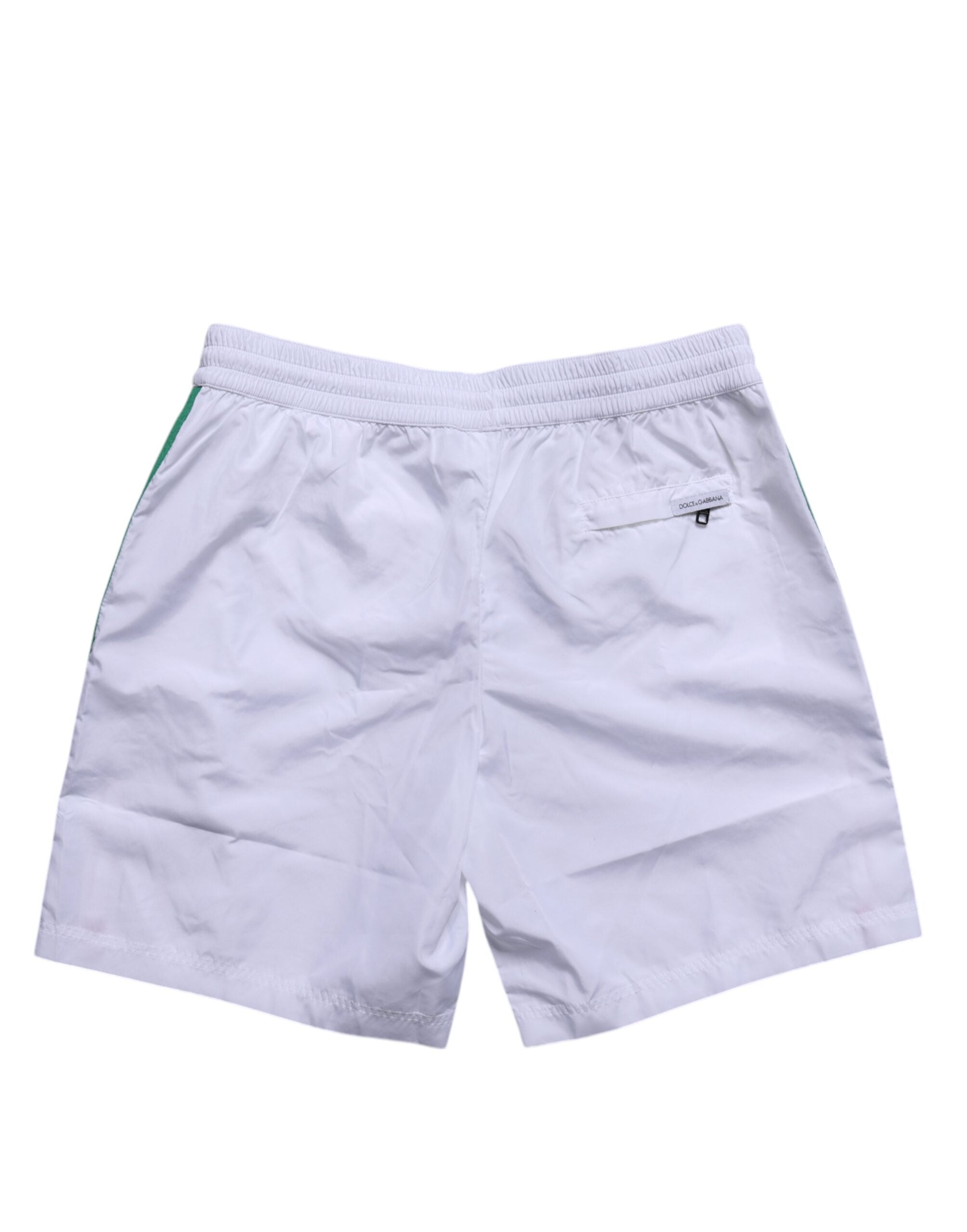 White Logo Polyester Men Beachwear Swimwear