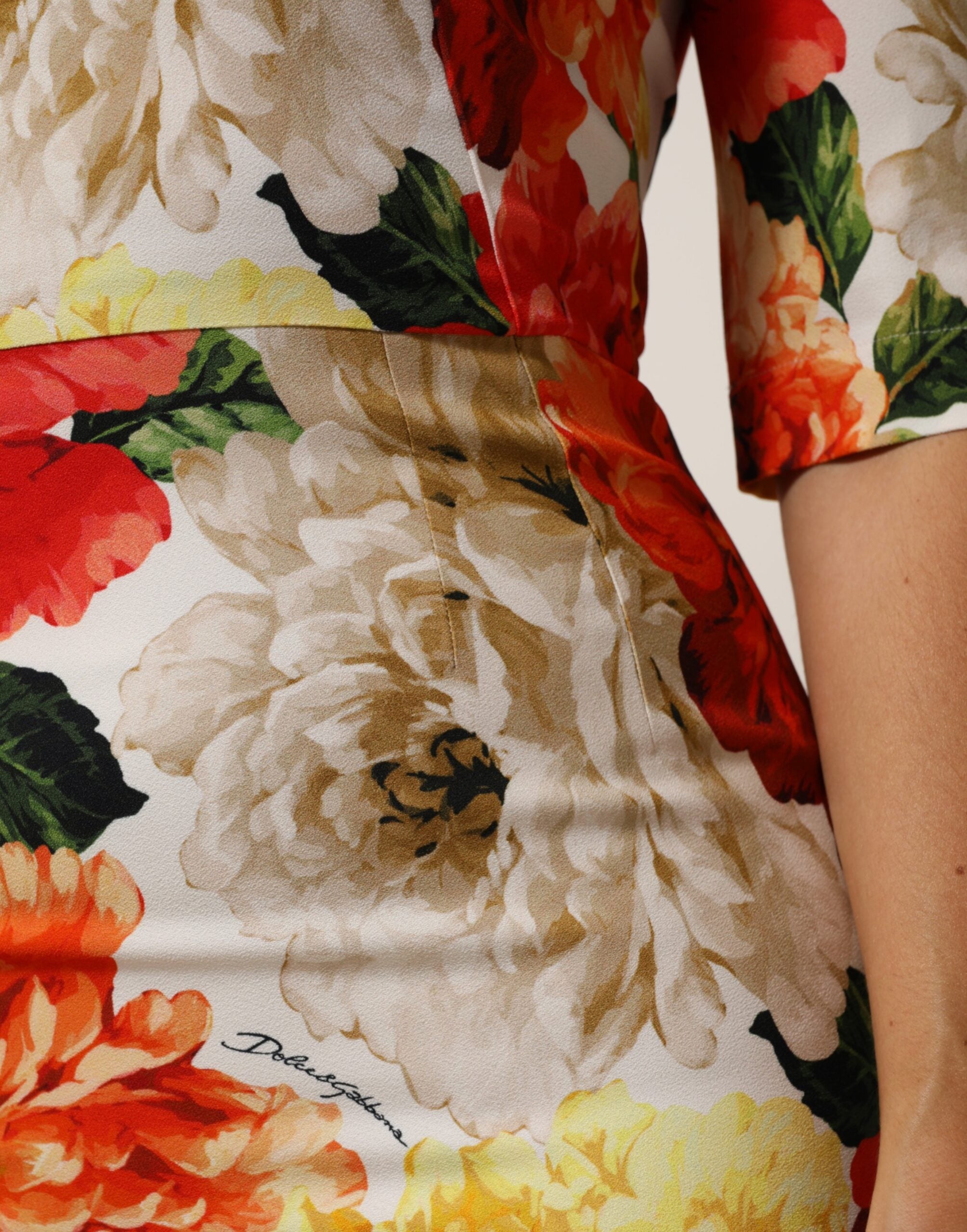 Multicolor Floral Print Viscose Sheath Dress