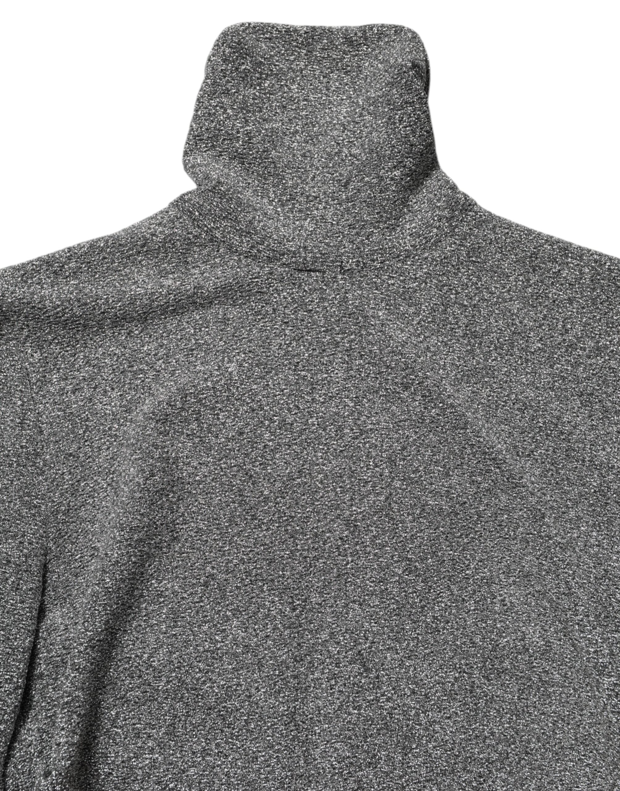 Gray Nylon Bodycon Sheath Long Sleeves Dress