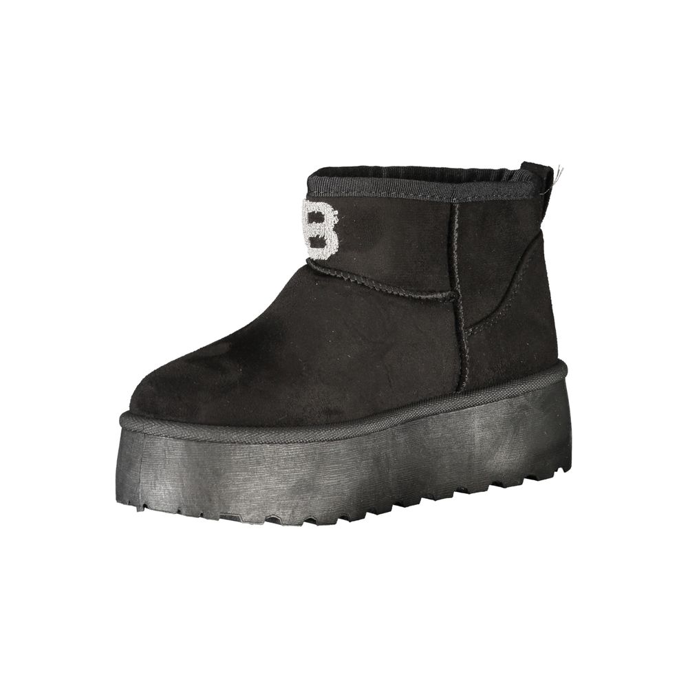 Black Polyester Women Boot