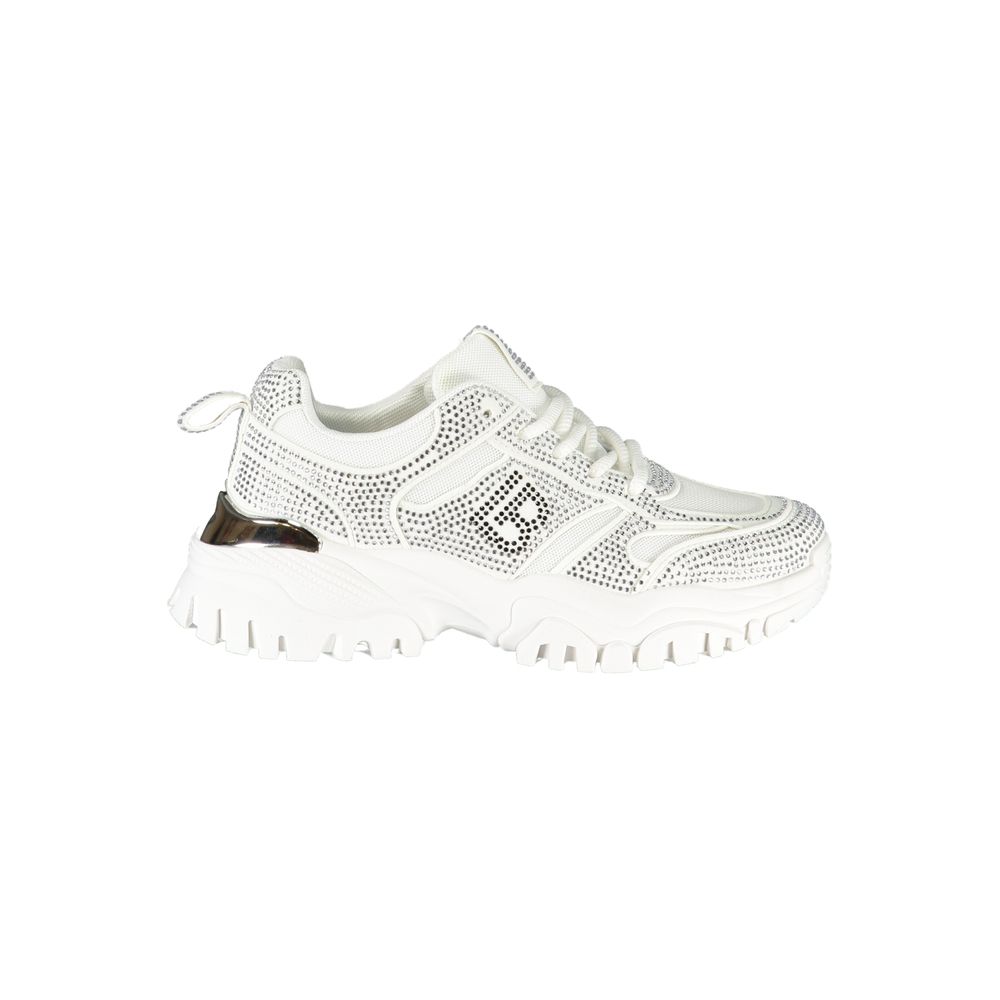 White Polyester Women Sneaker