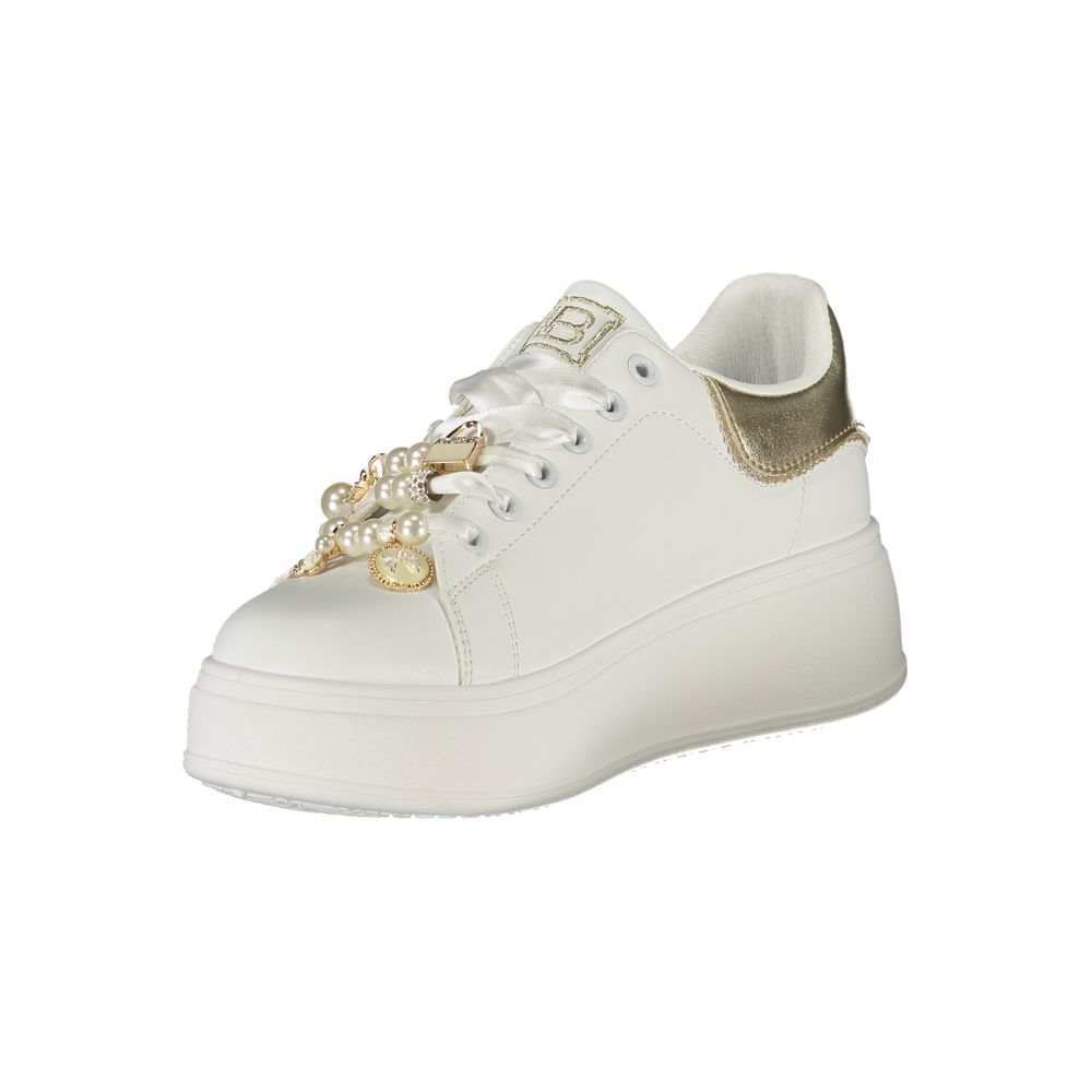 White Polyester Women Sneaker