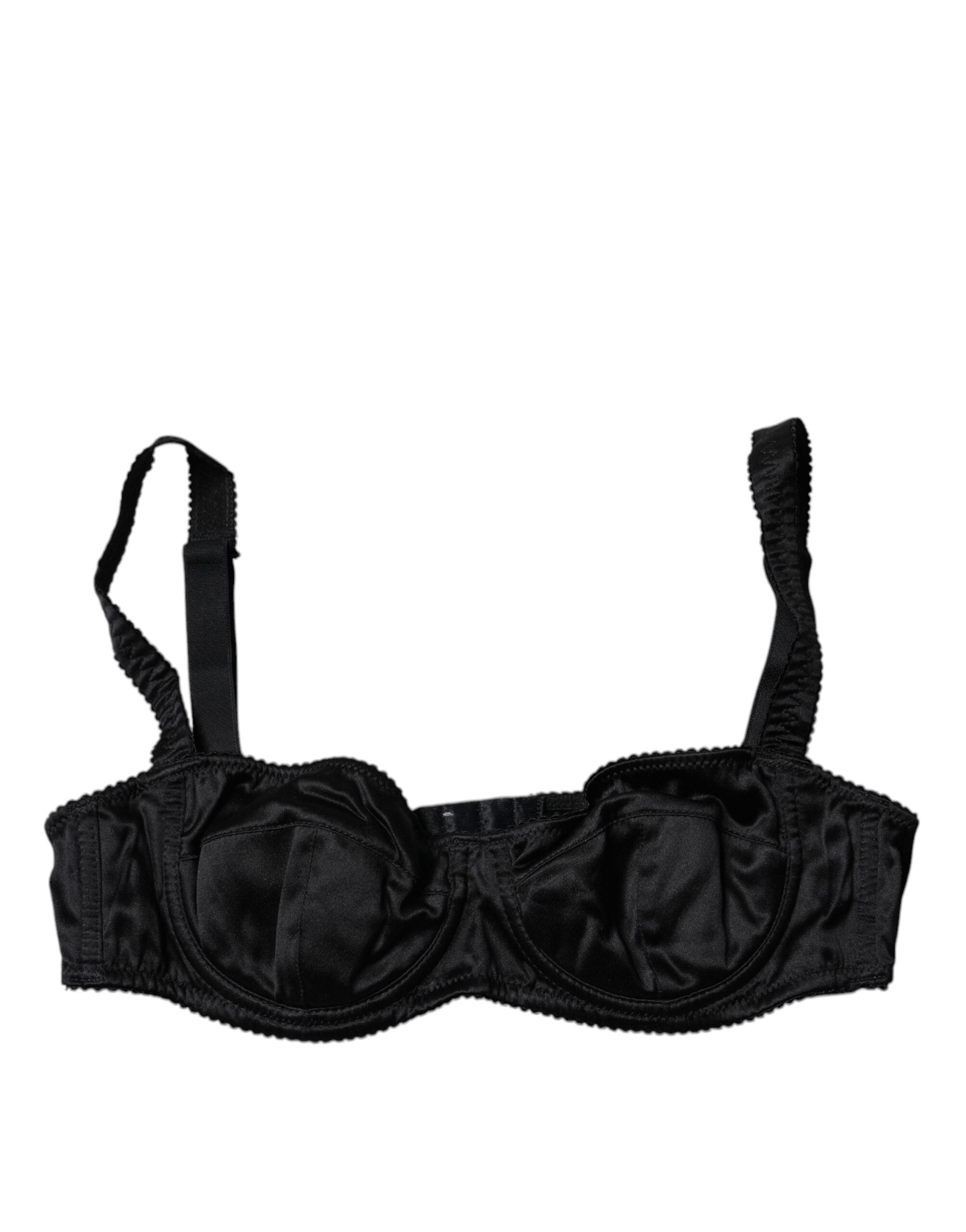 Black Silk Semi-Pad Balconette Bra Underwear