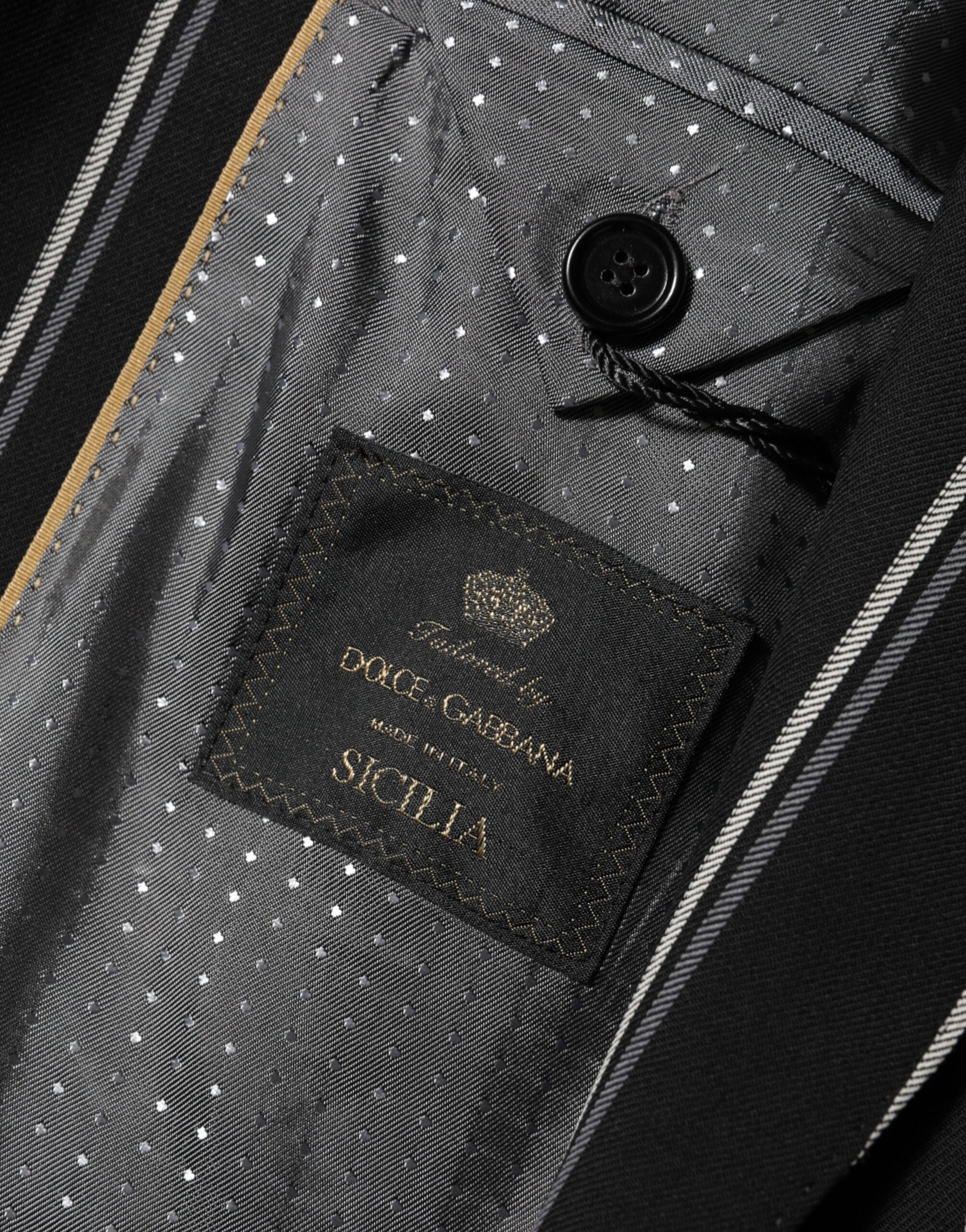 Black Stripes SICILIA 1 Button Suit Blazer