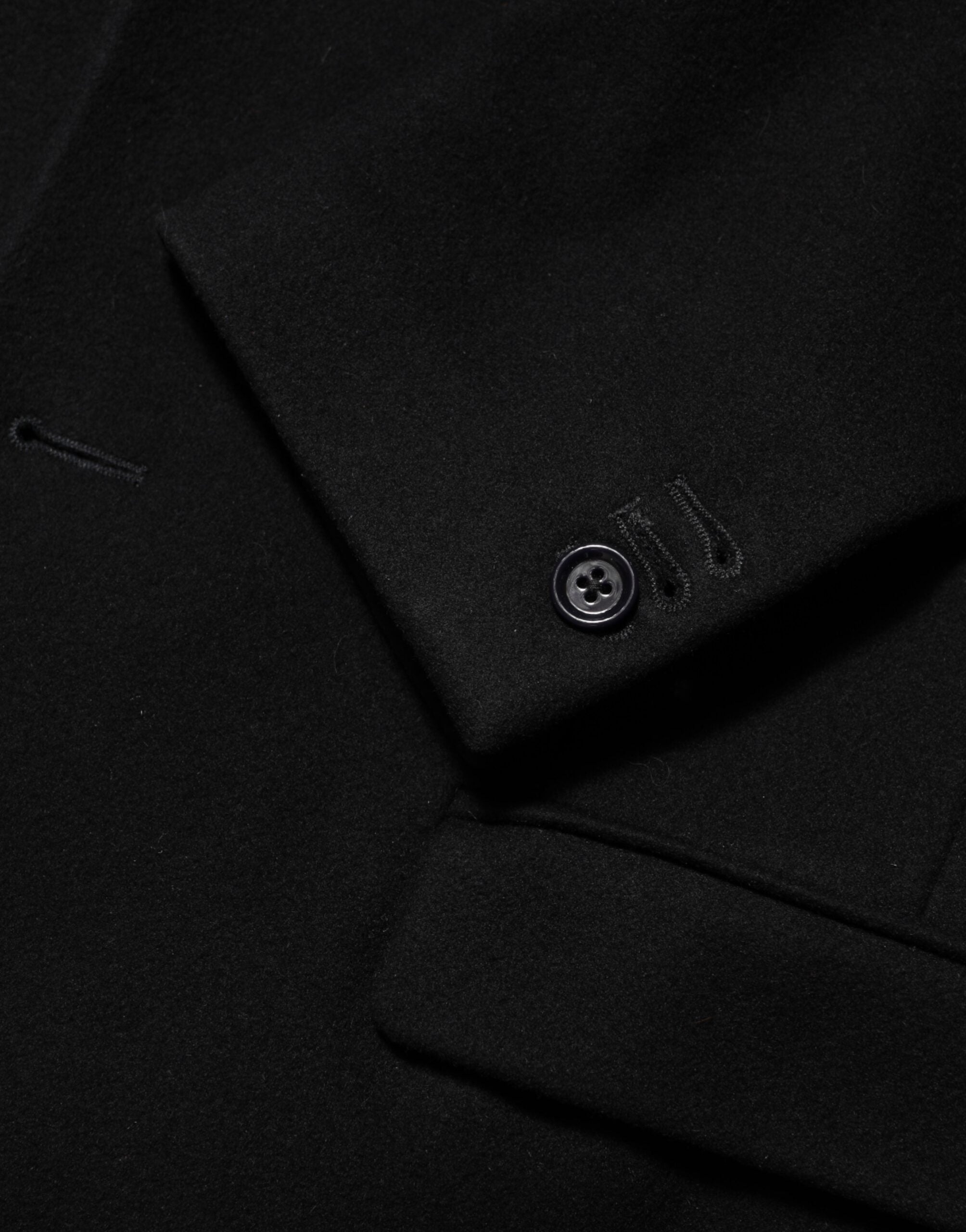 Black Wool Buttoned Men Trench Coat Jacket