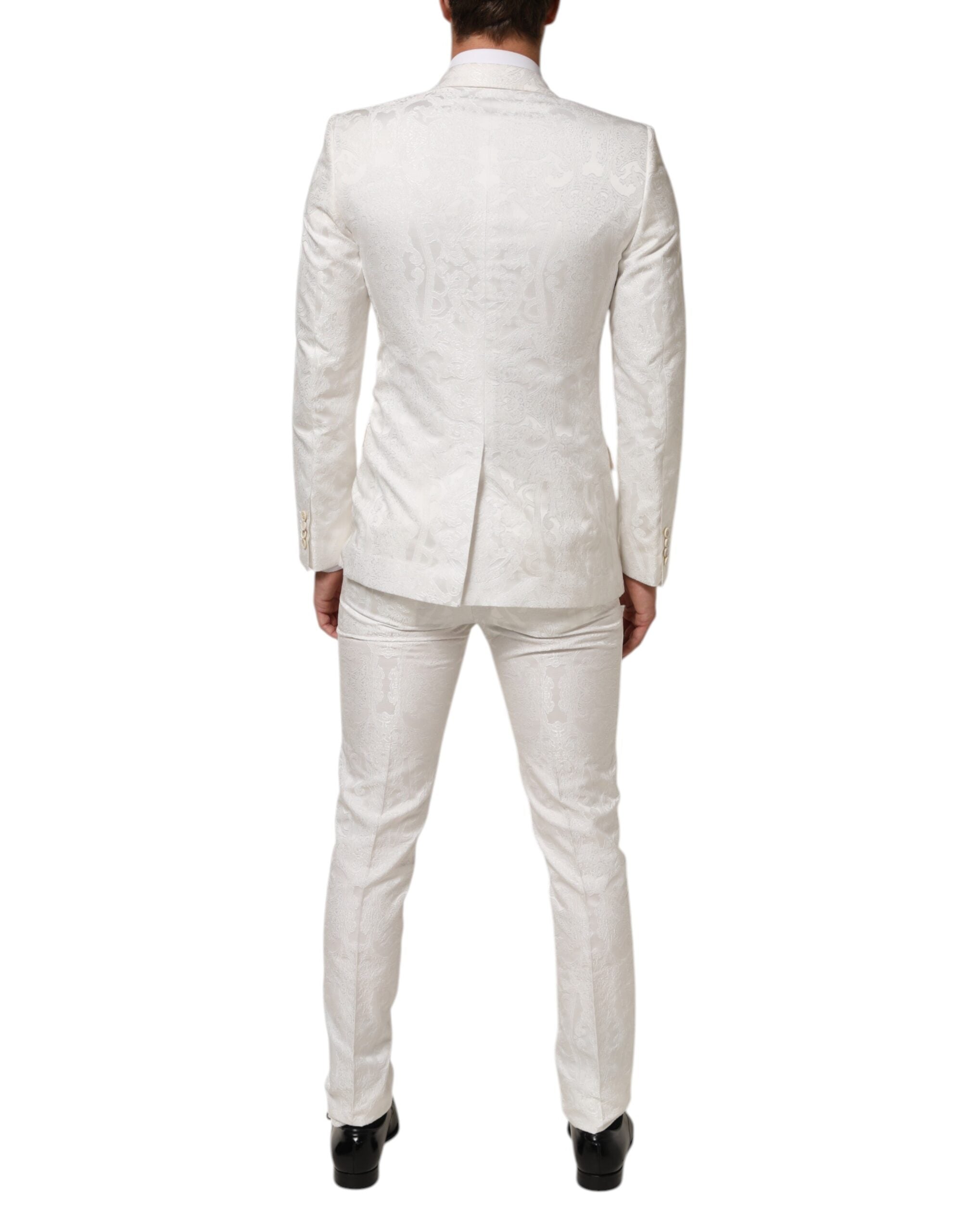 White Brocade 2 Piece MARTINI Formal Suit