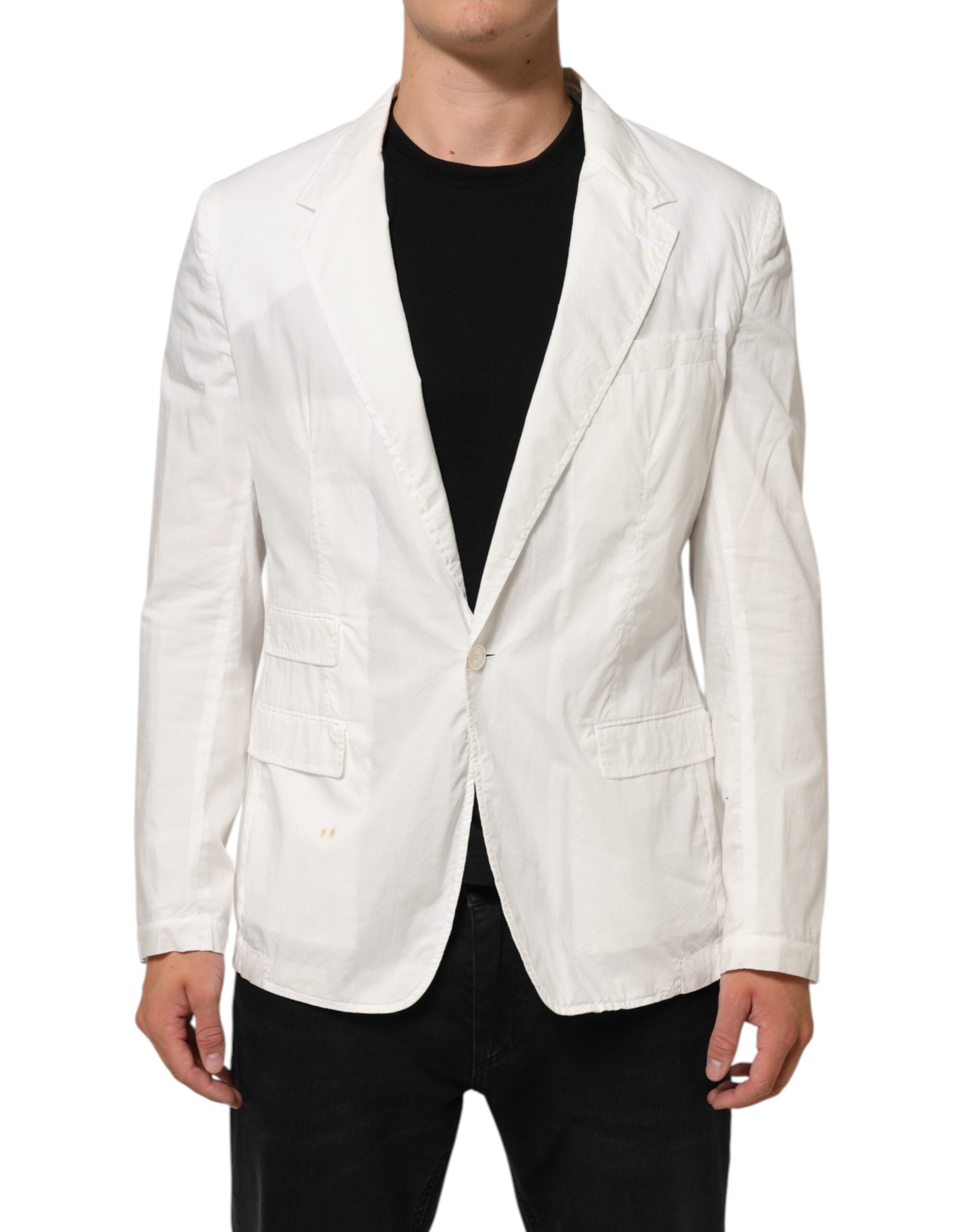 White Cotton 1 Button Men Suit Blazer
