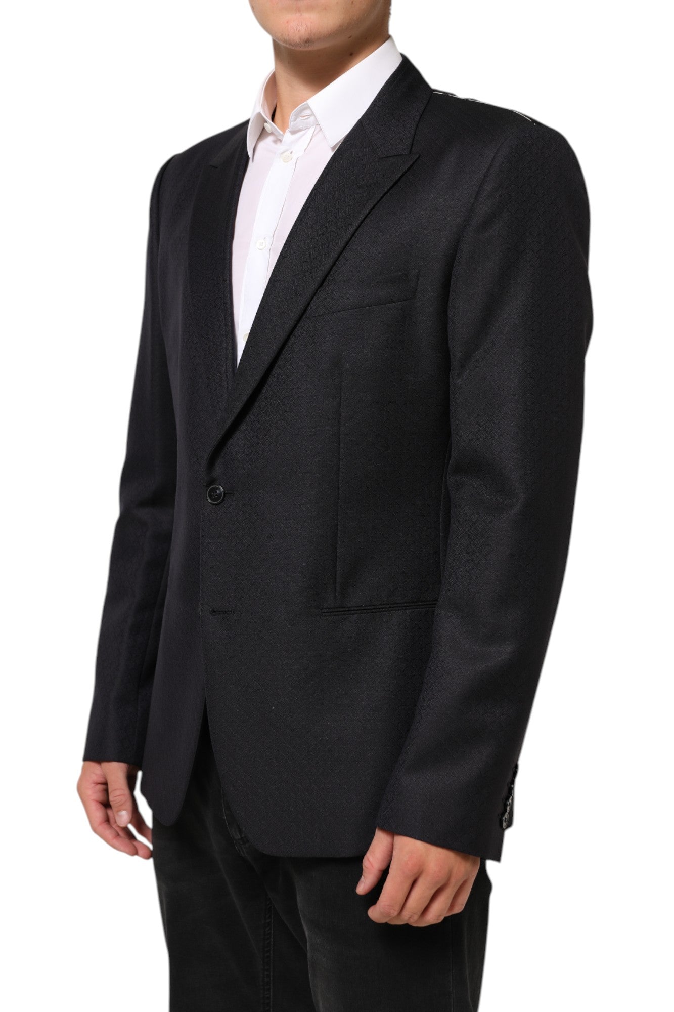 Black Wool 2 Buttons Suit Jacket Men Blazer
