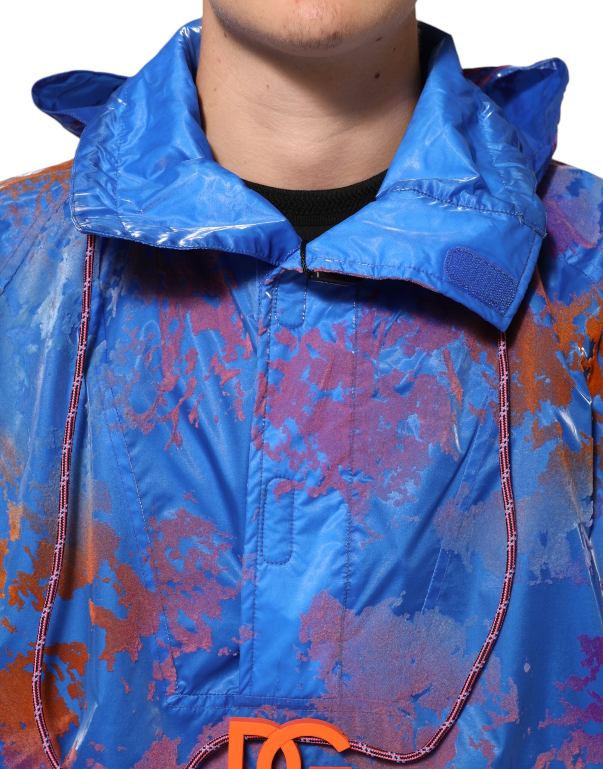 Blue Tie Dye Logo Hooded Sweatshirt Jacket