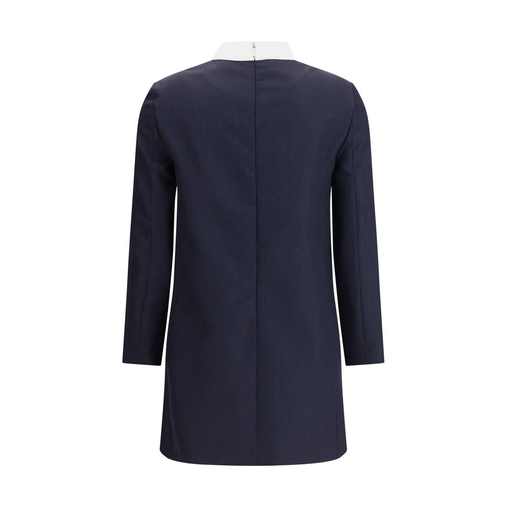 Blue Fleece Wool Casual Dress