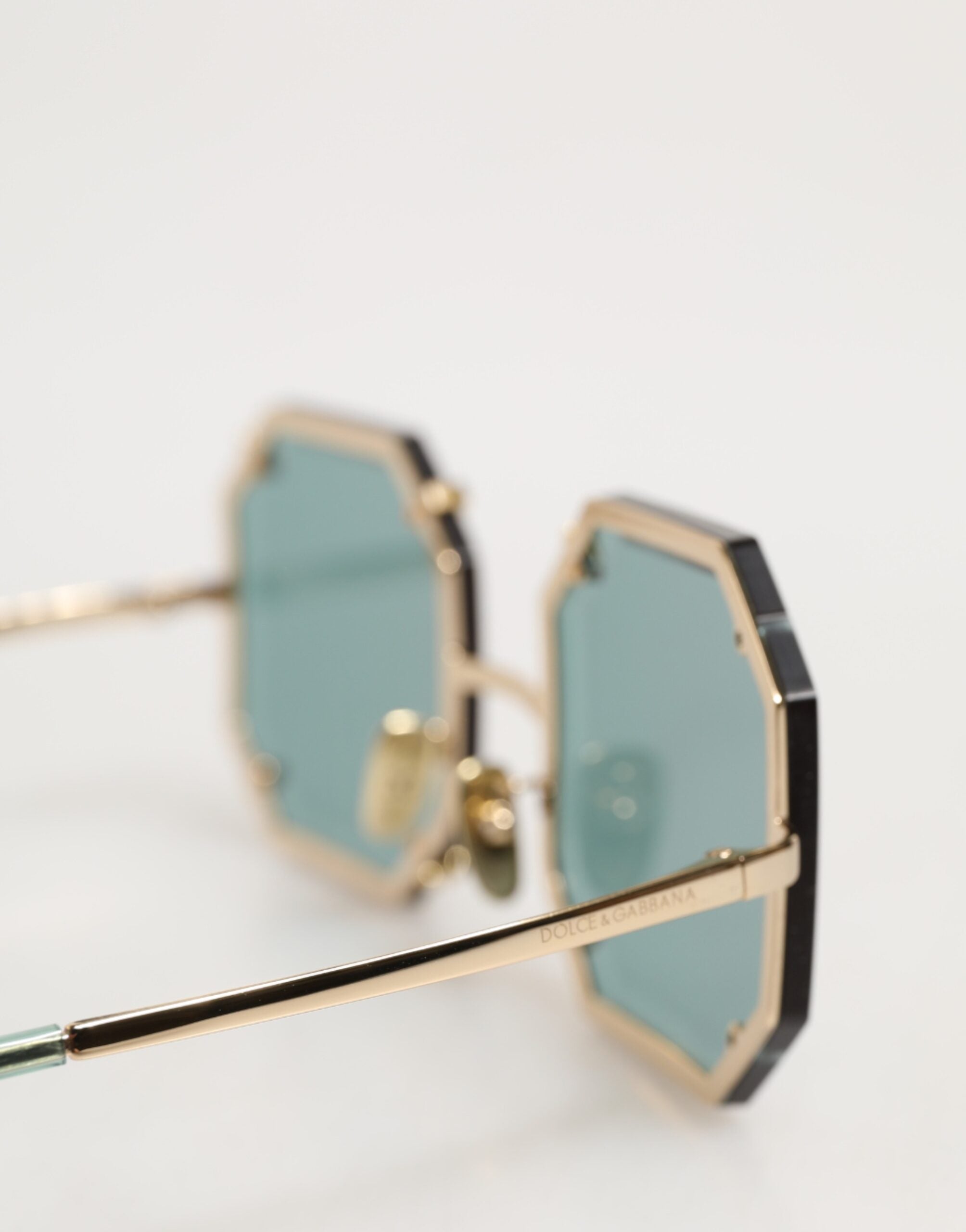 DG2216 Gold Square Frame Green Lens Shades Sunglasses
