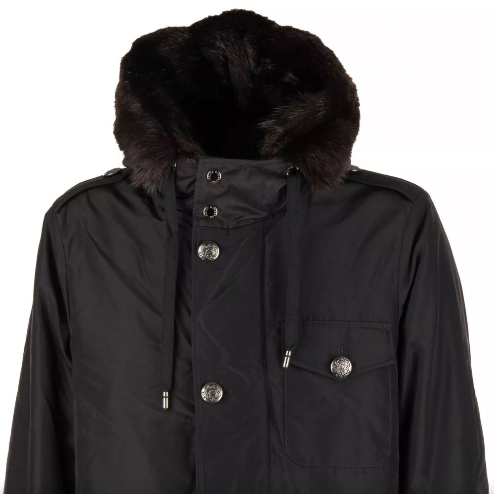 Black Silk Men Parka