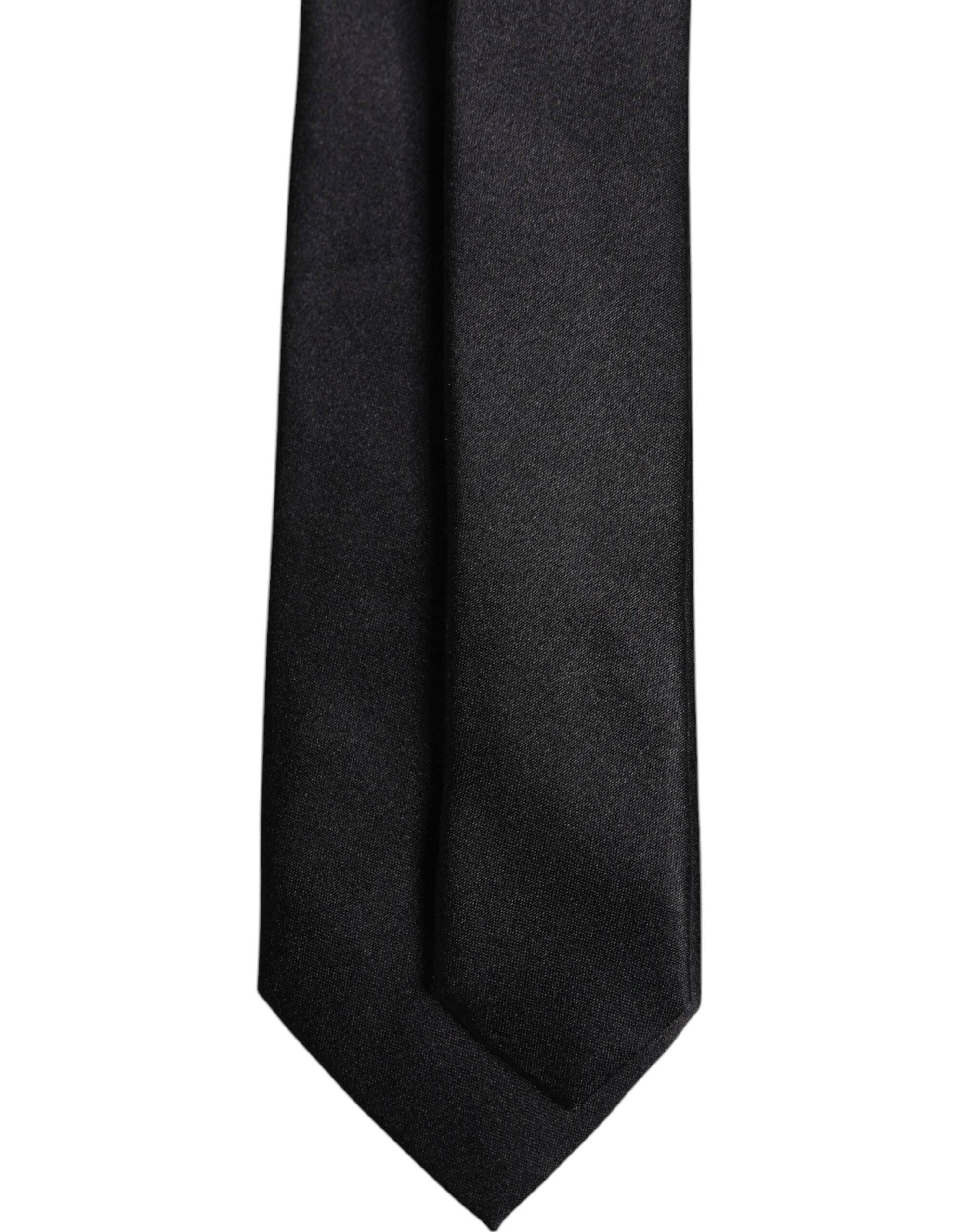 Men Black Solid Silk Adjustable Necktie Accessory Tie