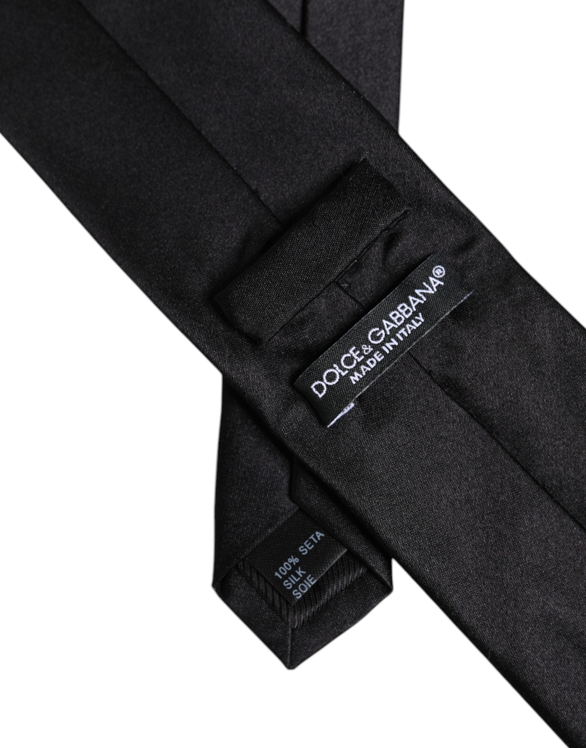 Men Black Solid Silk Adjustable Necktie Accessory Tie