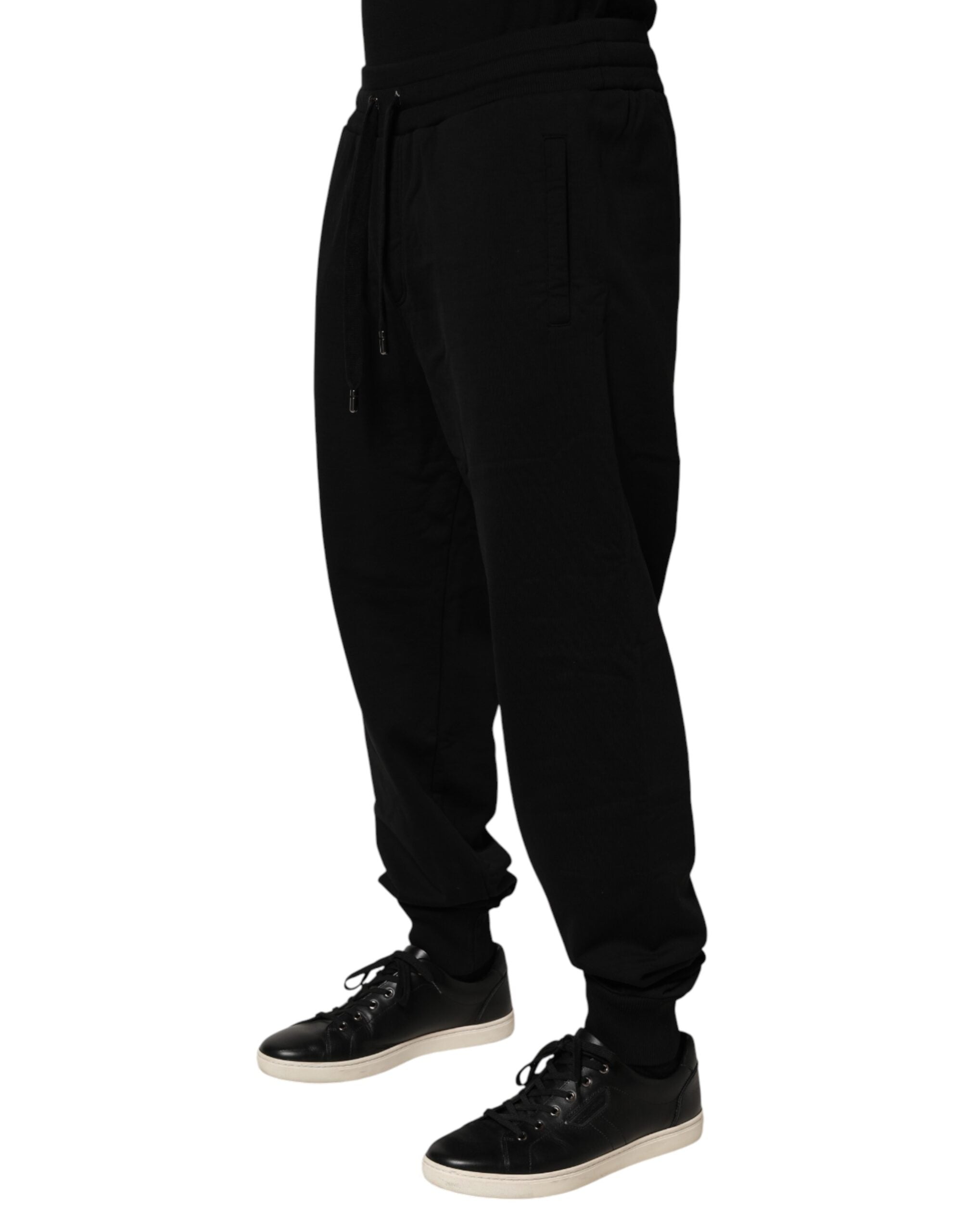 Black DG Logo Cotton Jogger Sweatpants Pants
