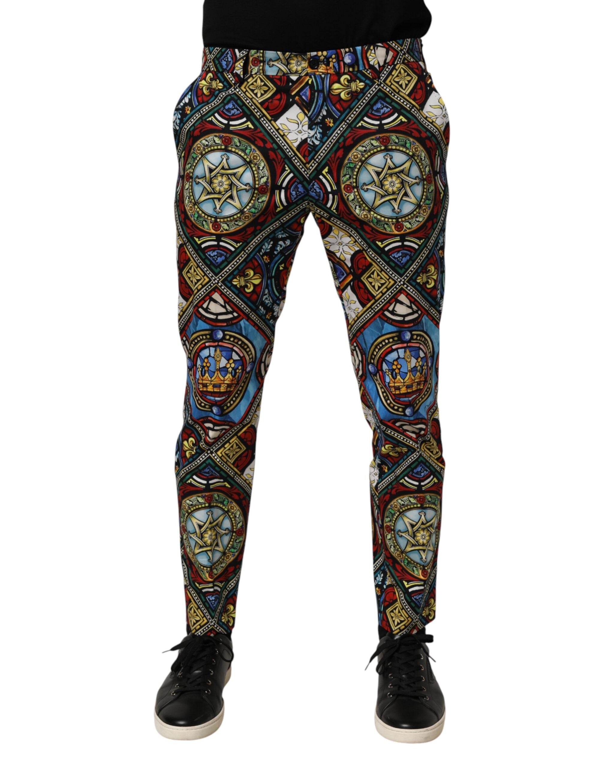 Multicolor Stained Glass Window Style Print Men Pants