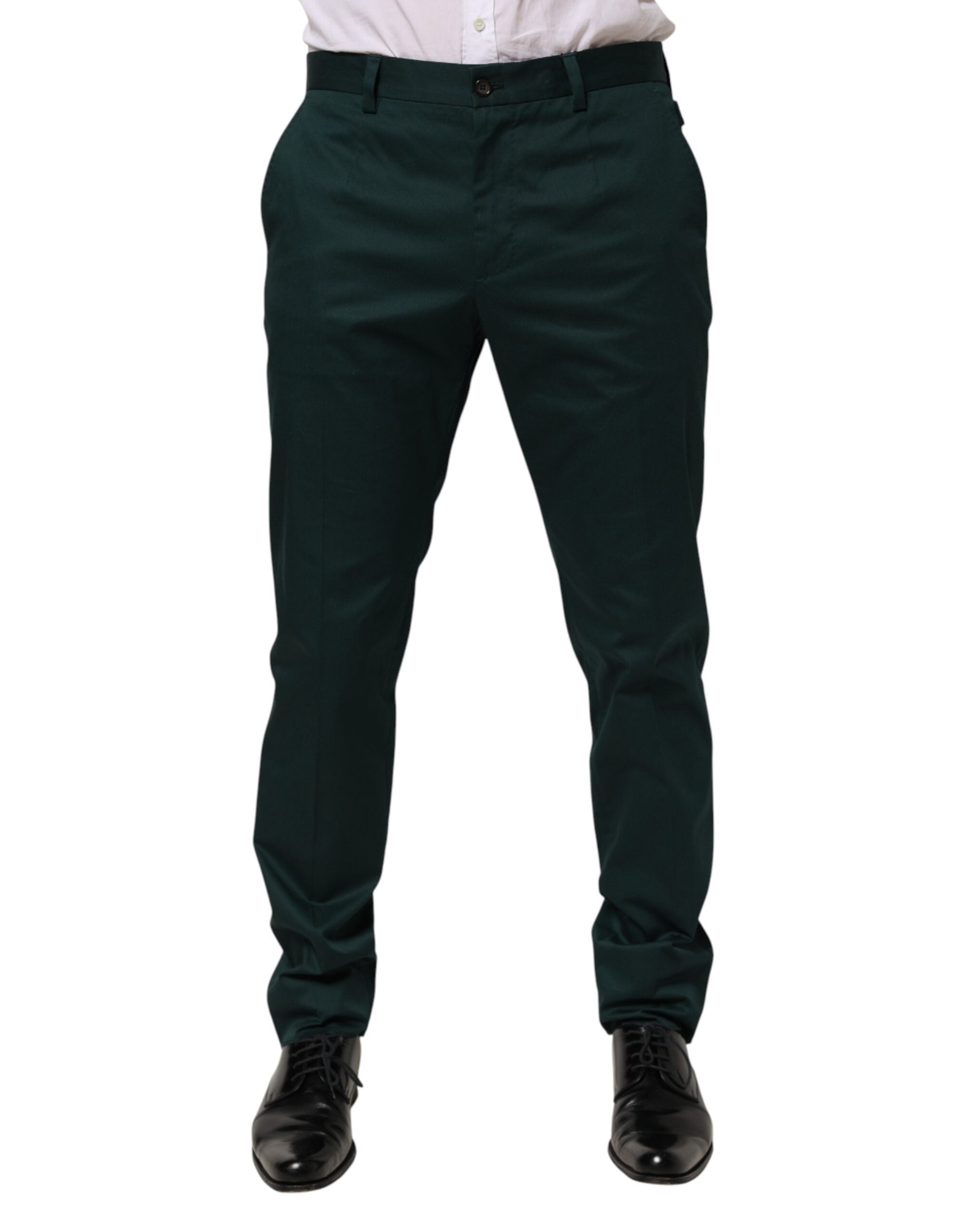 Green Cotton Formal Dress Men Trouser Pants