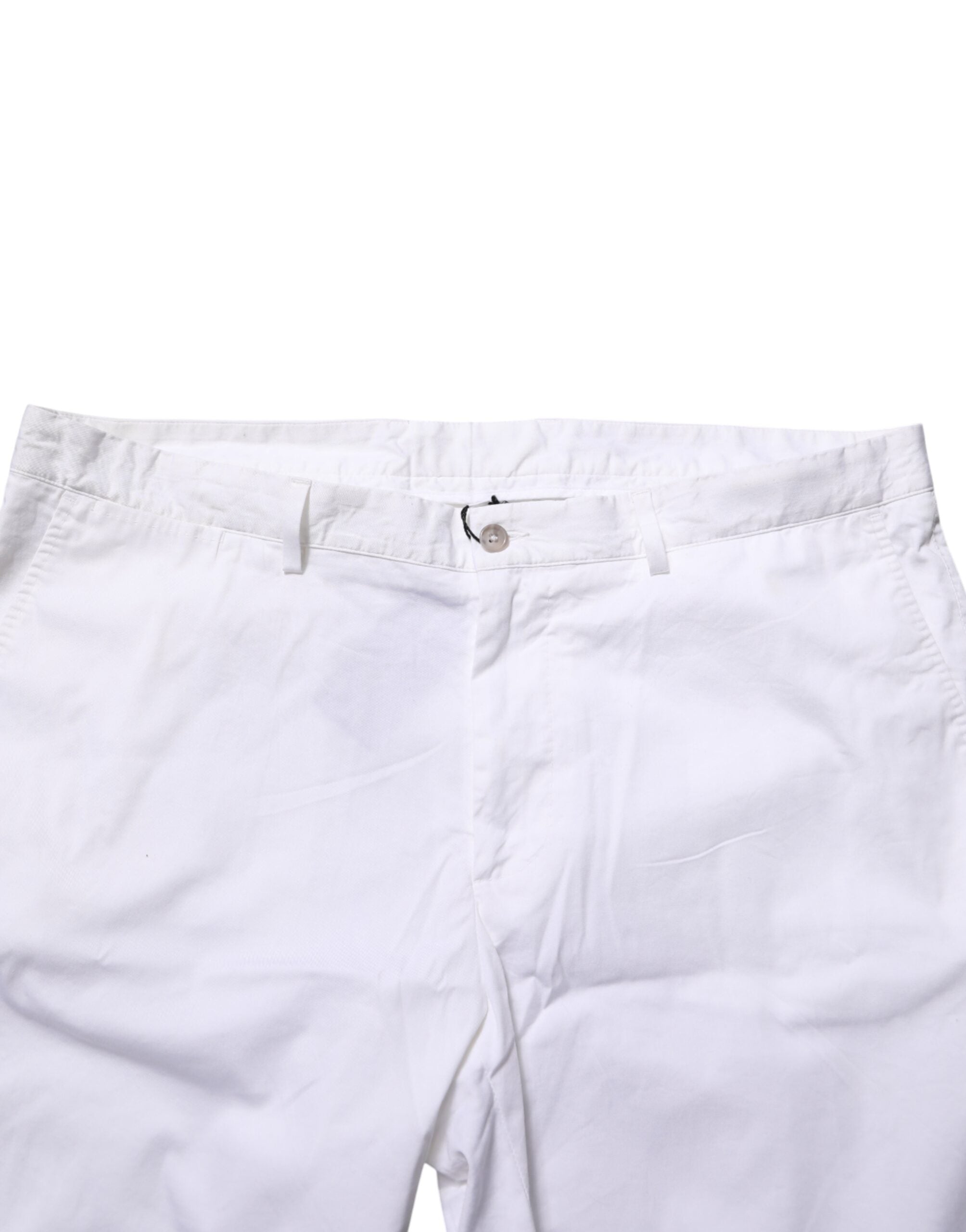 White Cotton Stretch Men Bermuda Pants