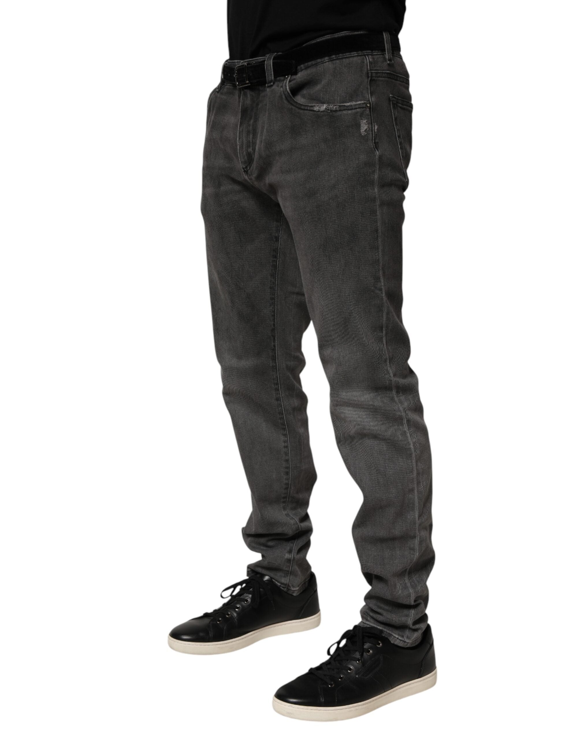 Dark Gray Cotton Skinny Men Denim Jeans