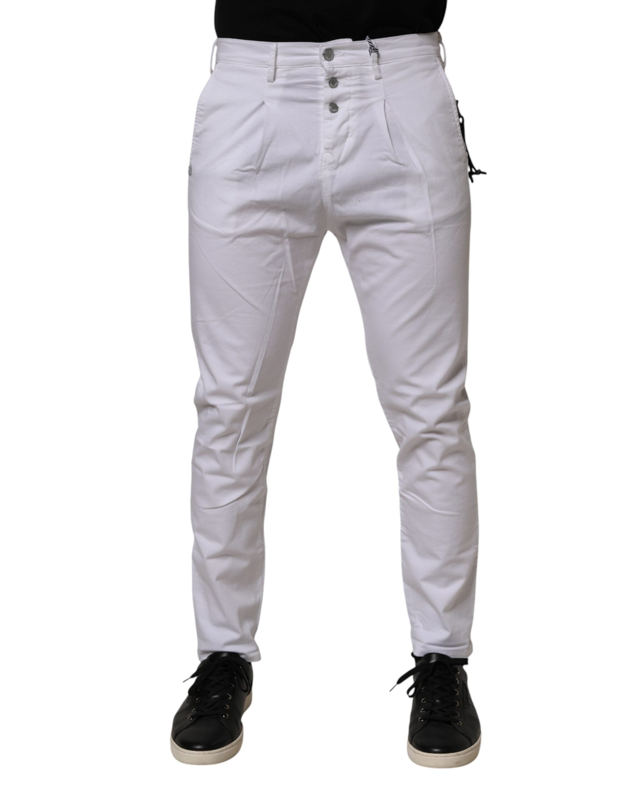 White Cotton Stretch Slim Fit Denim Jeans