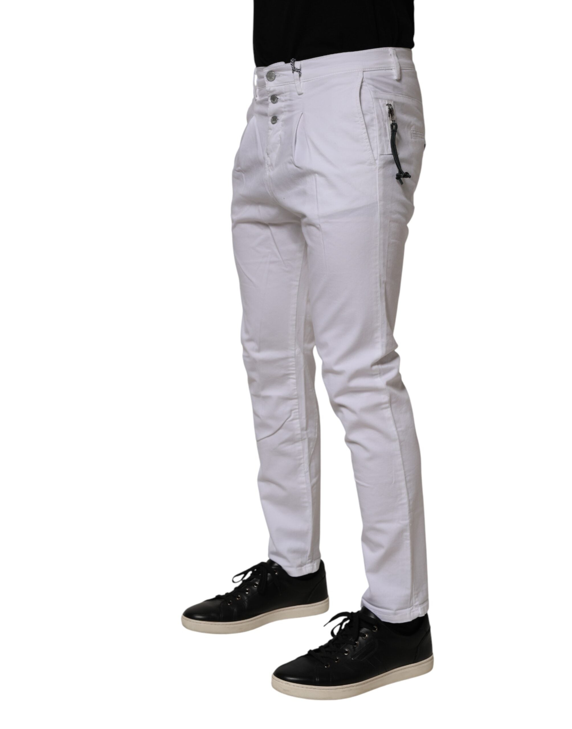 White Cotton Stretch Slim Fit Denim Jeans