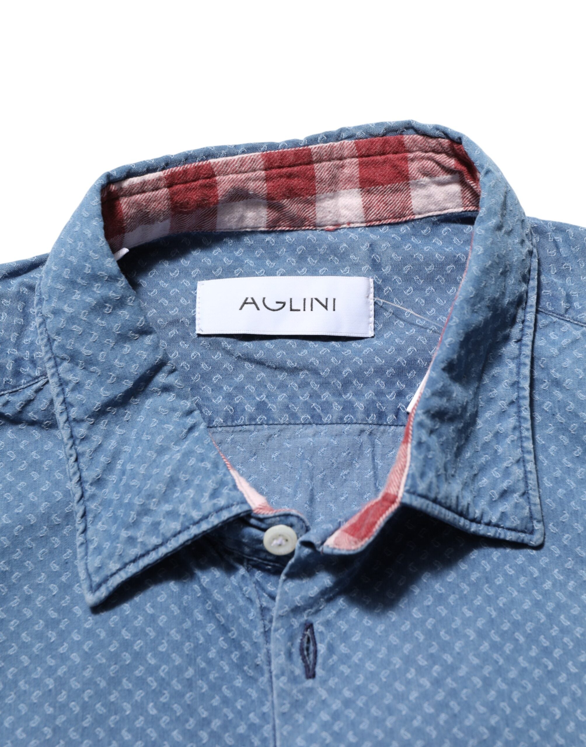 Blue Denim Slim Fit Collared Long Sleeve Casual Shirt