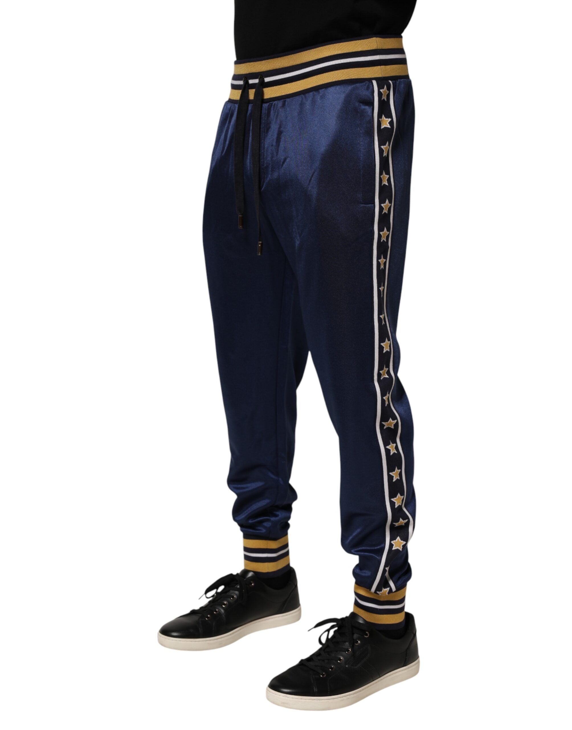 Blue Nylon Jogger Mid Waist Trouser Pants
