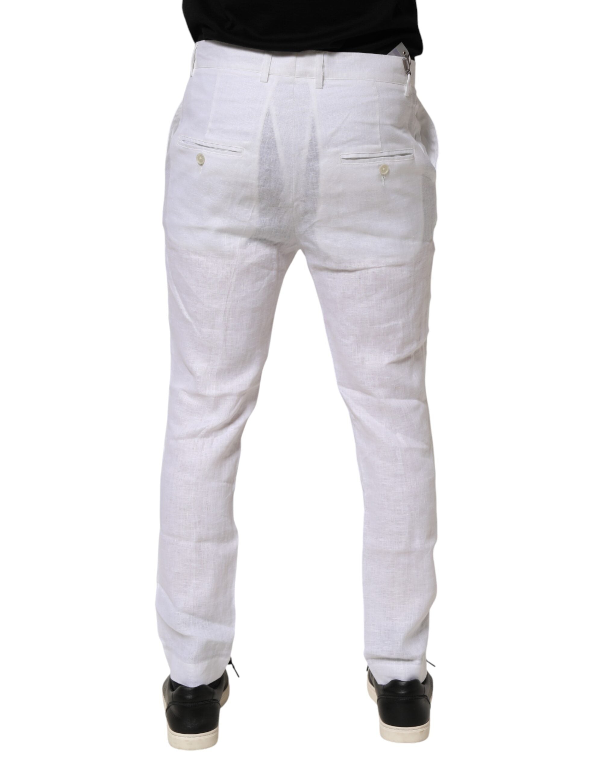 White Linen Formal Dress Trouser Pants