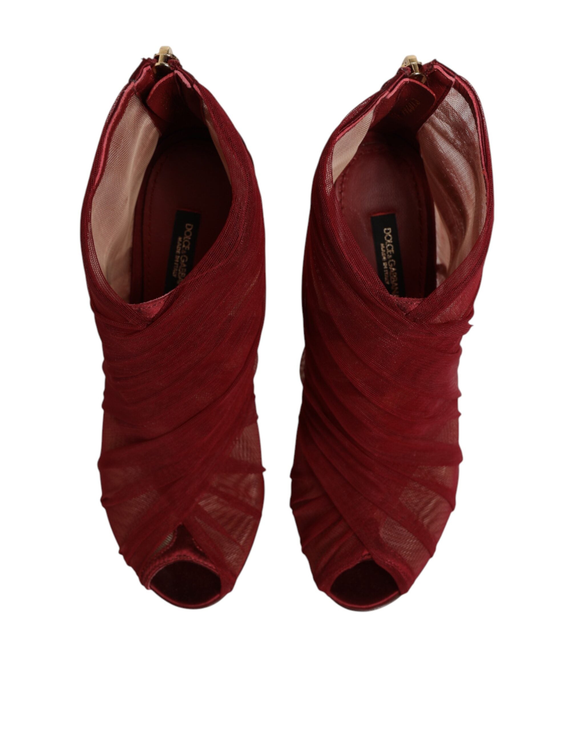 Red Tulle Ankle Boots Stiletto Heels Shoes