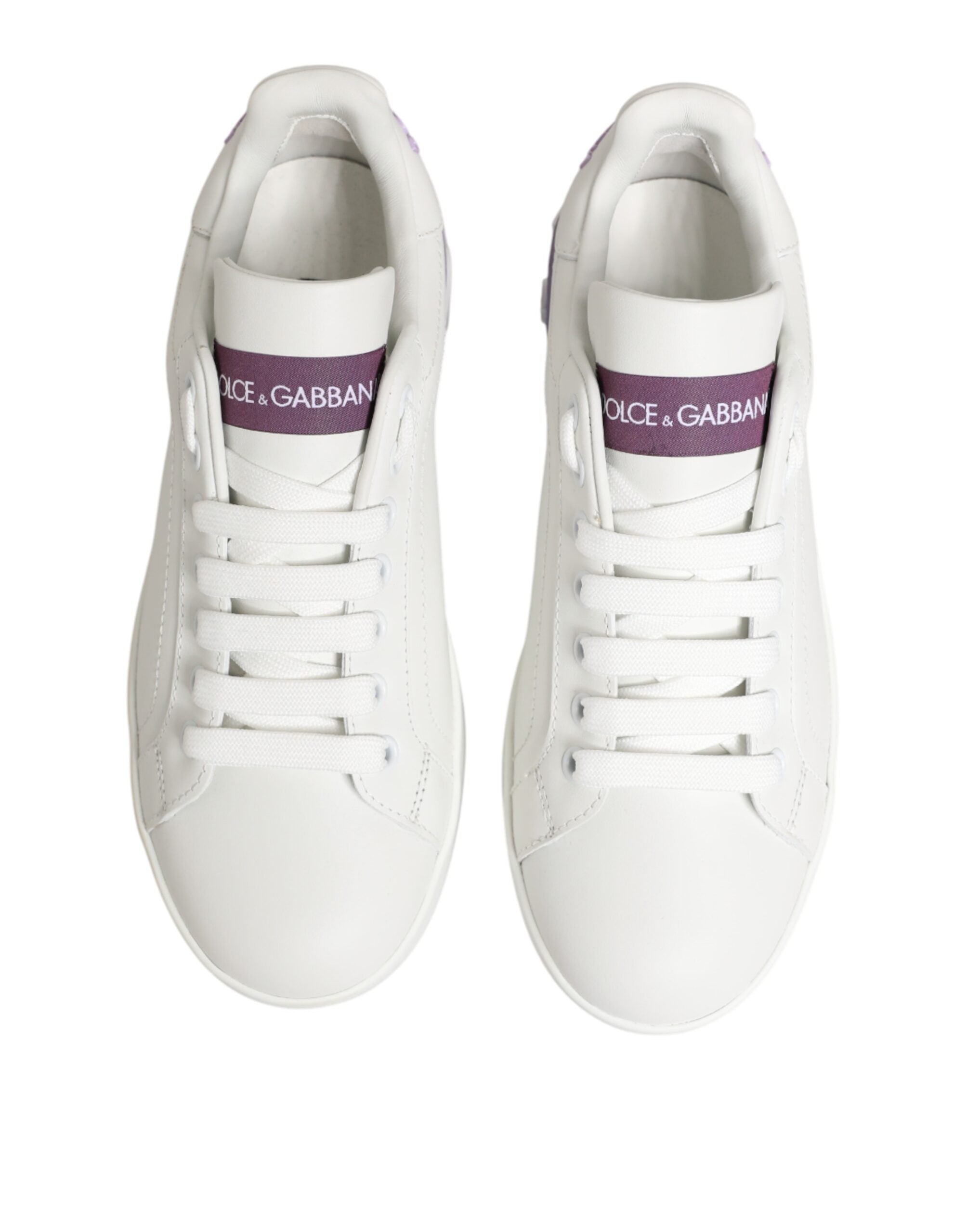 White Purple Leather Casual Sneakers Shoes