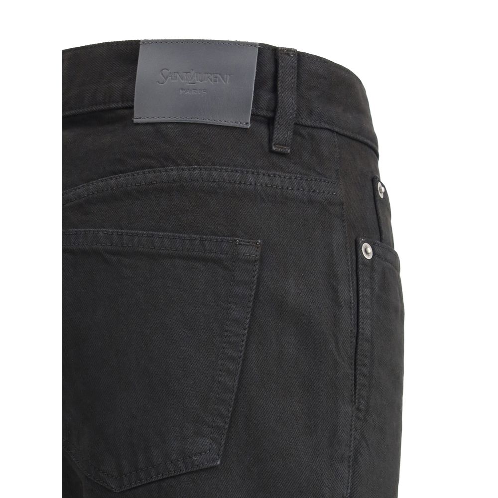Black Cotton Straight-Leg Jeans