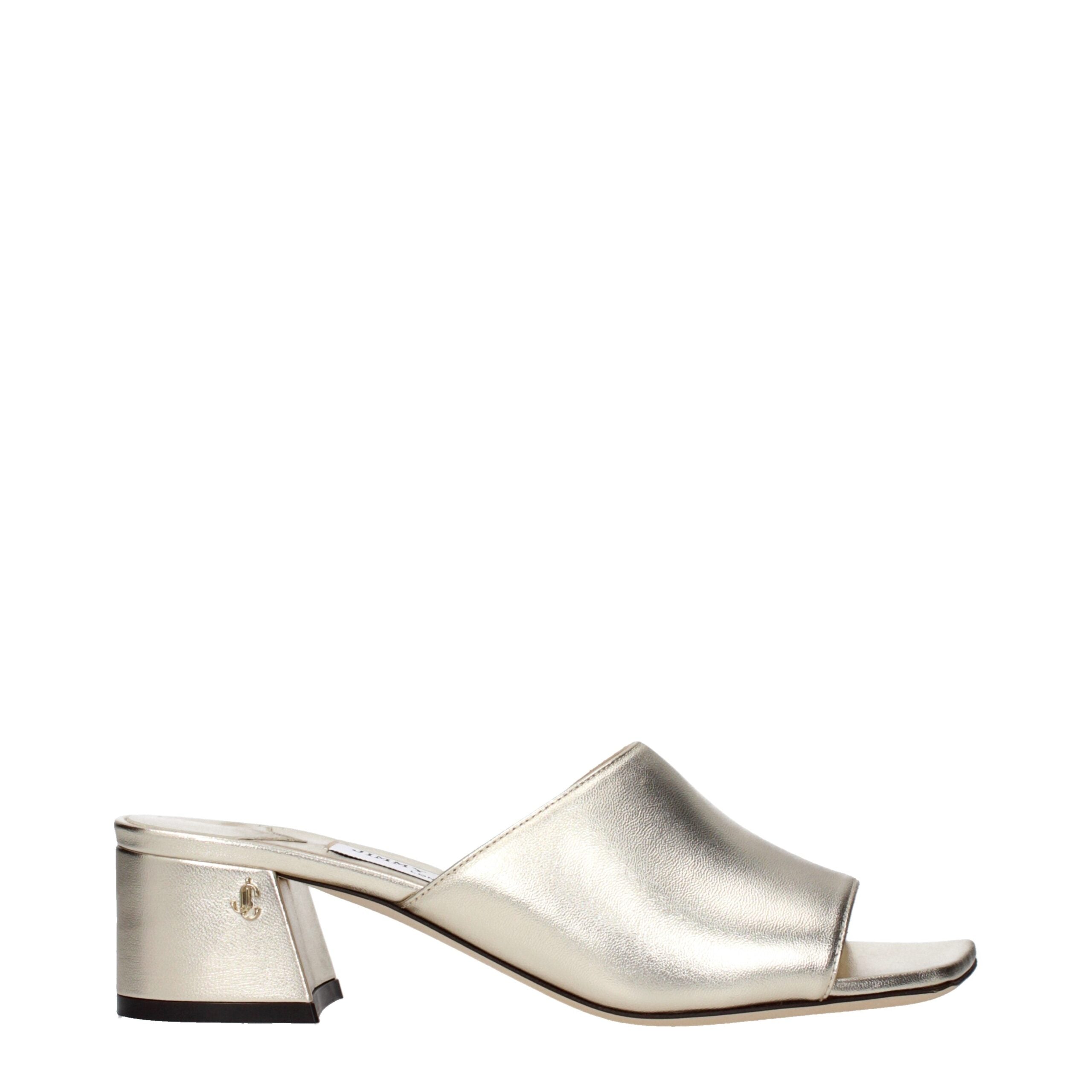 Gold Leather Platform Sandals