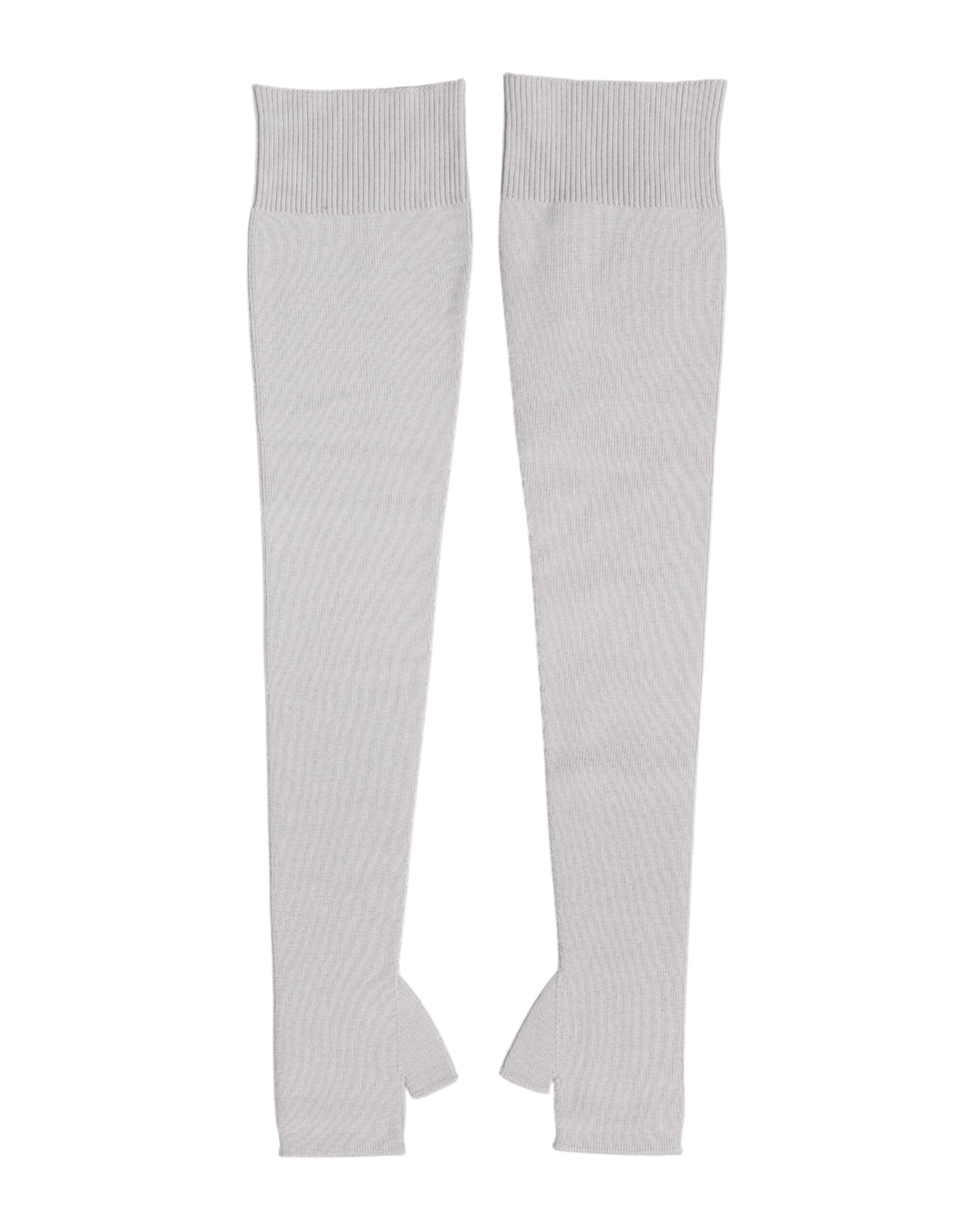 Gray Virgin Wool Knitted Fingerless Men Gloves