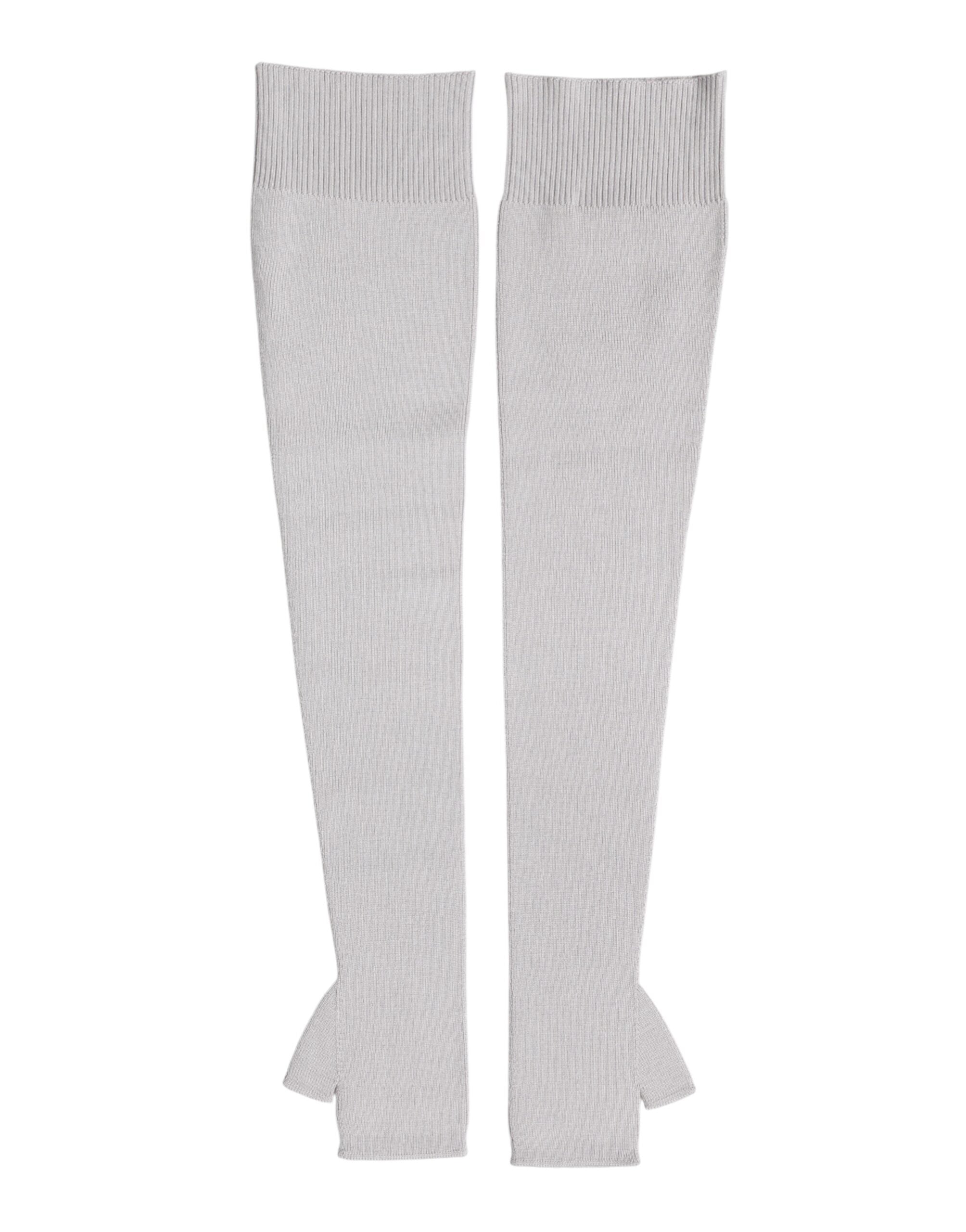 Gray Virgin Wool Knitted Fingerless Men Gloves