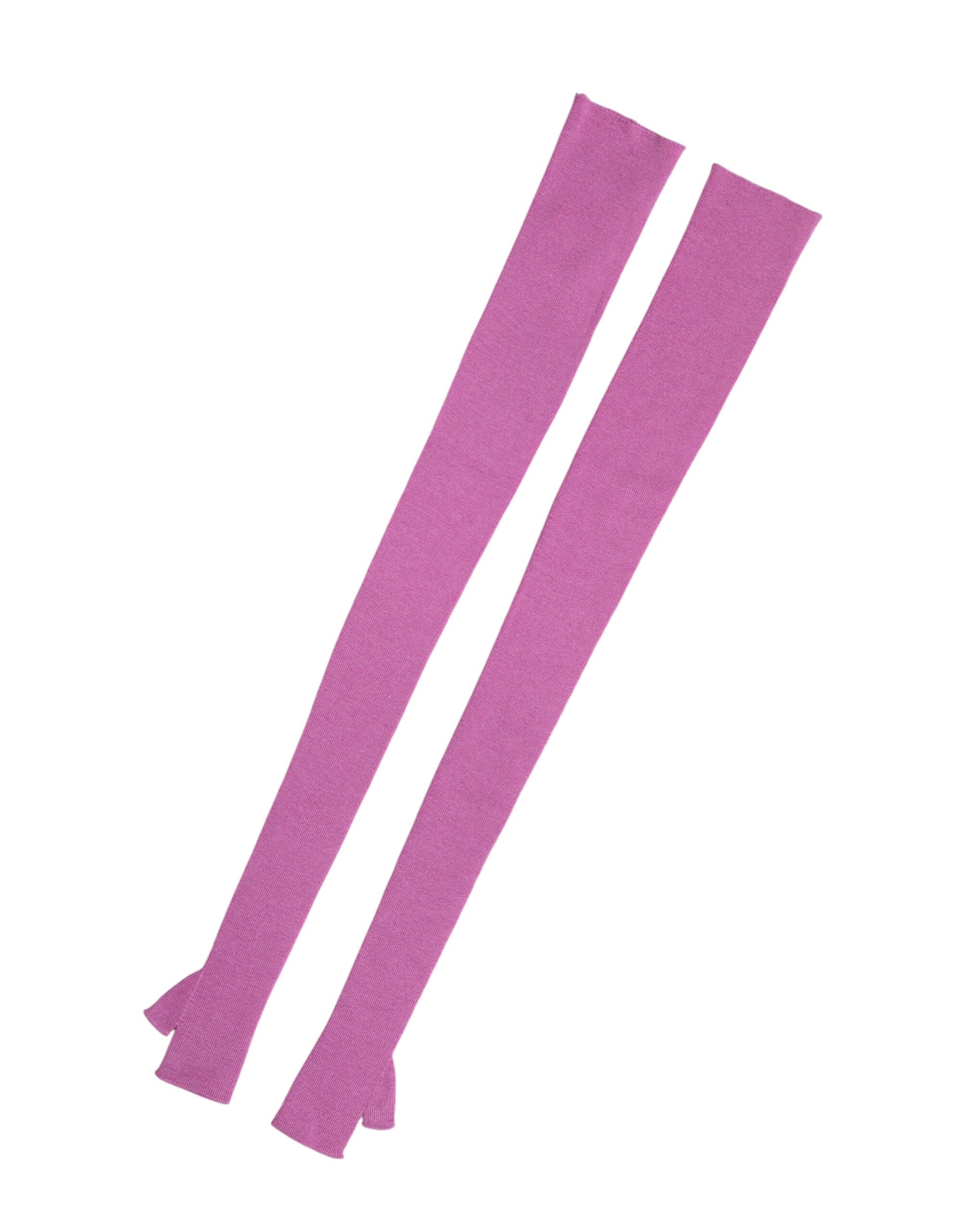 Pink Wool Fingerless Elbow Length Mitten Gloves