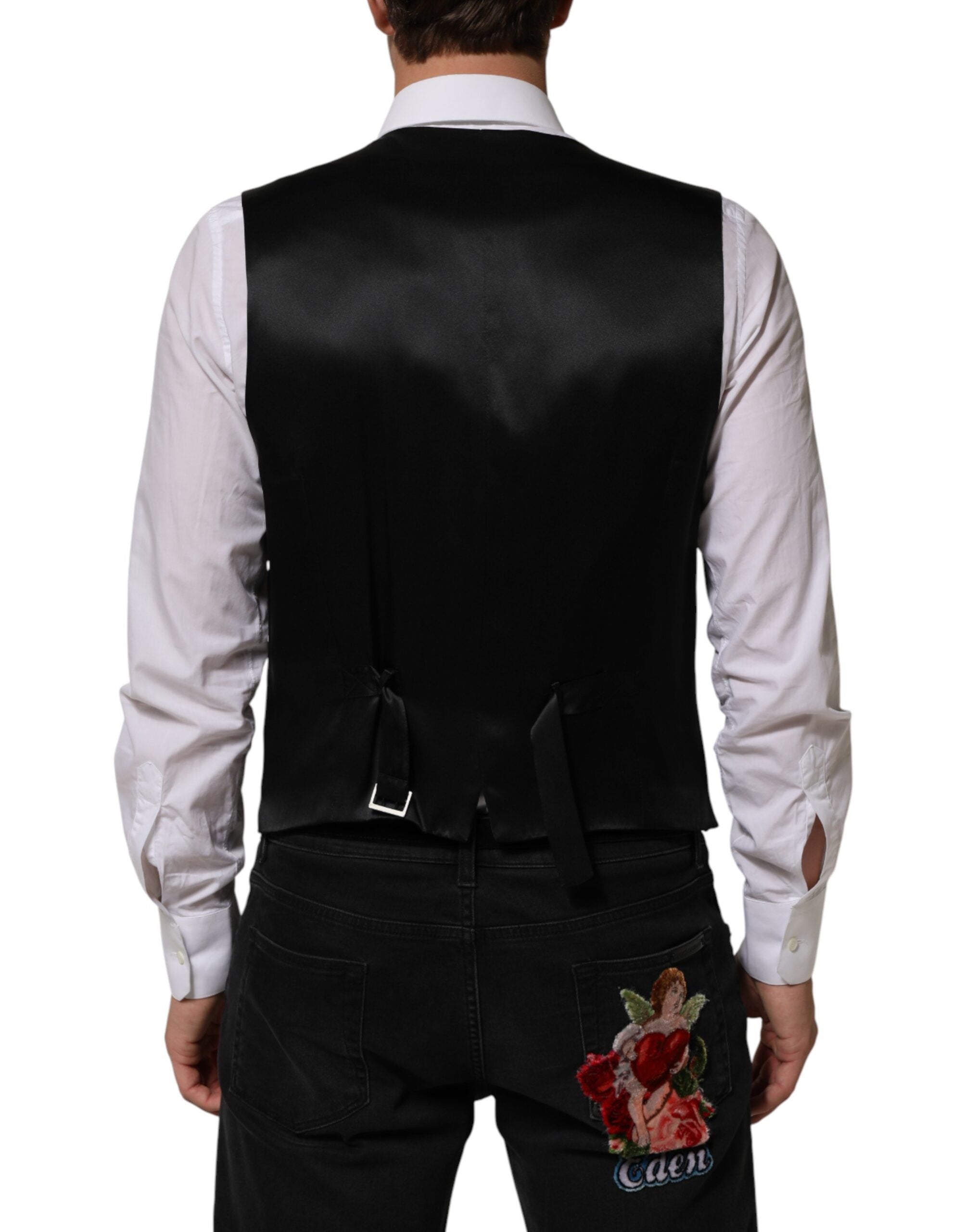 Black Stripes Wool Dress Men Waistcoat Vest