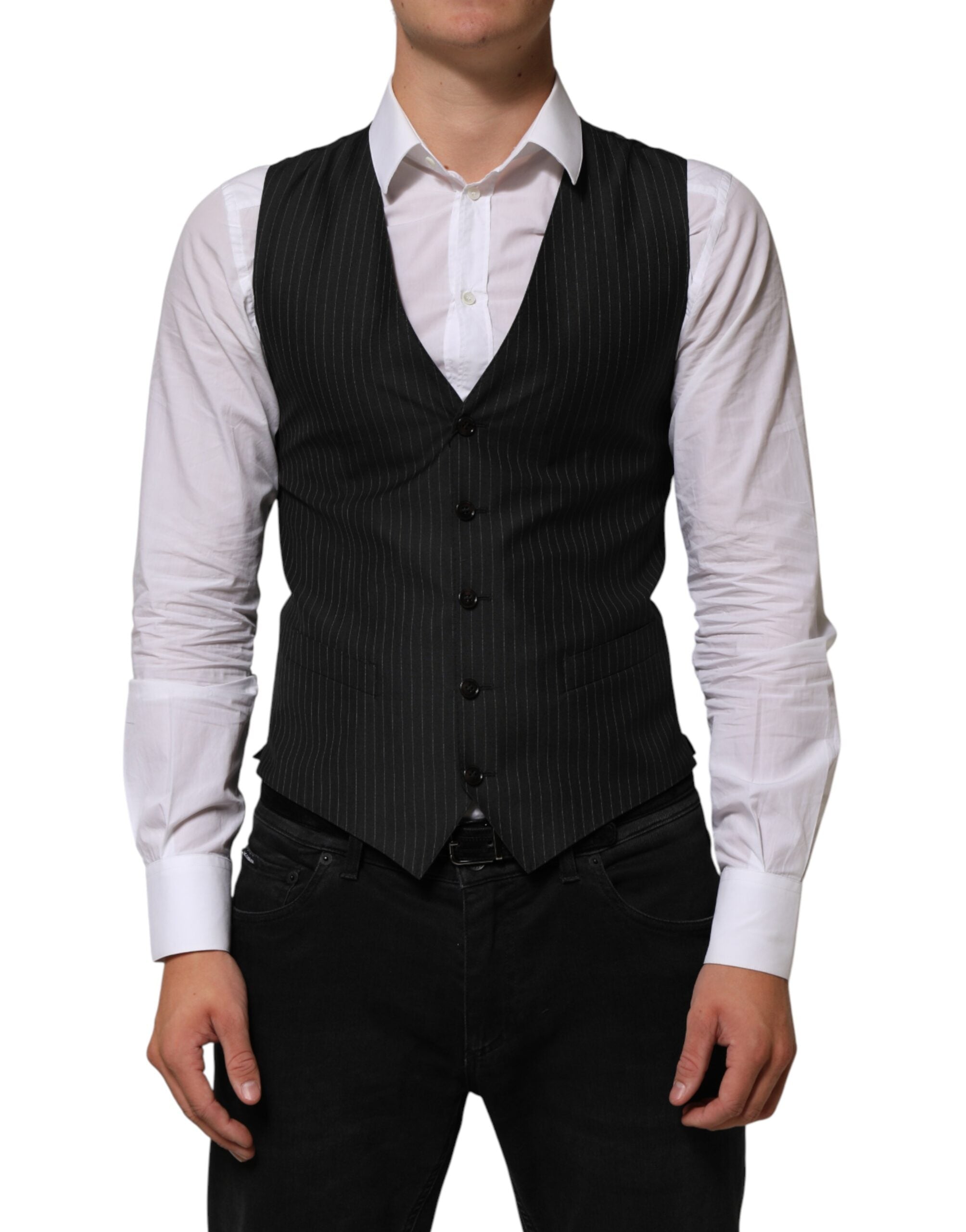 Black Wool Men Dress Formal Waistcoat Vest