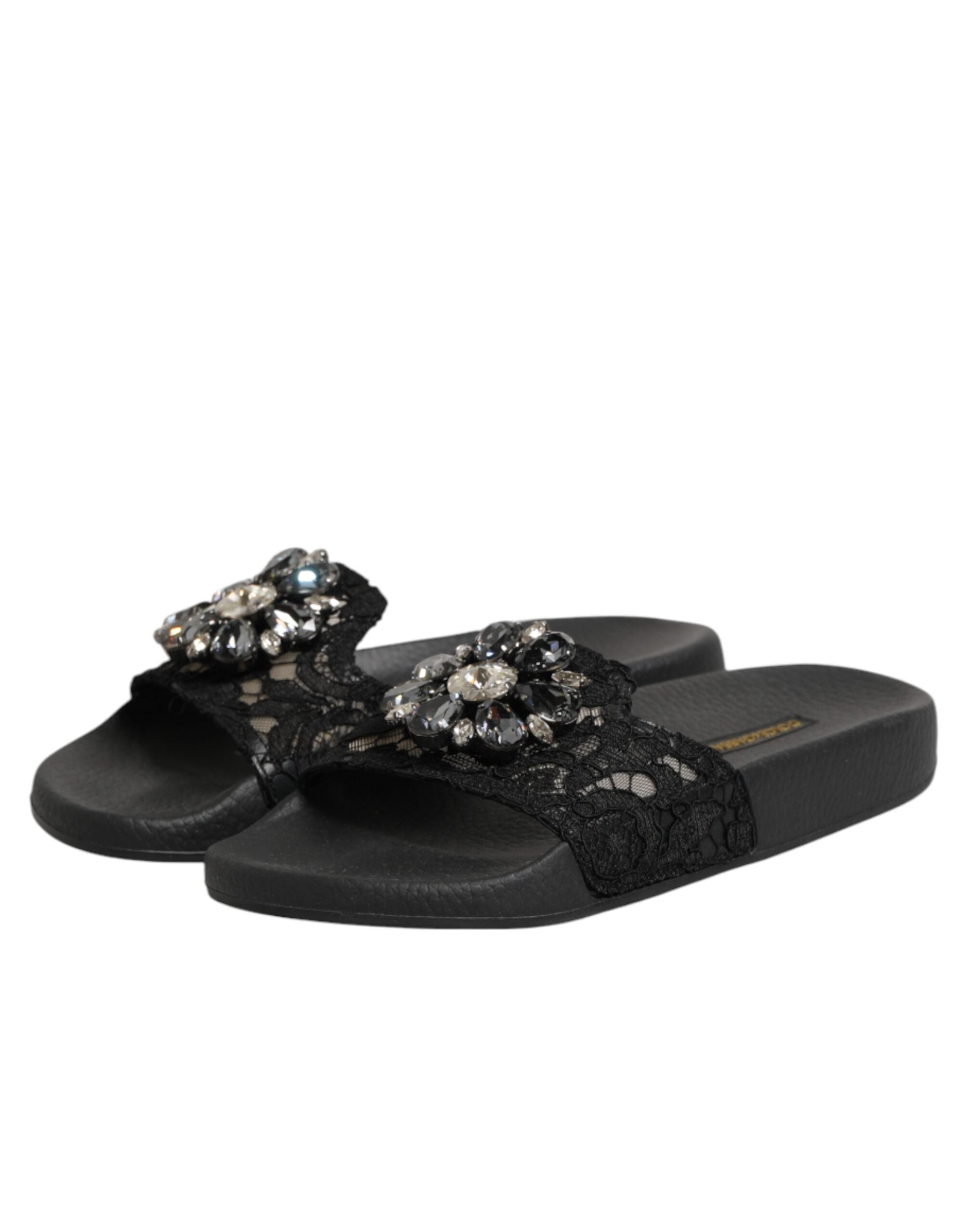 Black Devotion Matelassé Leather Slides Shoes