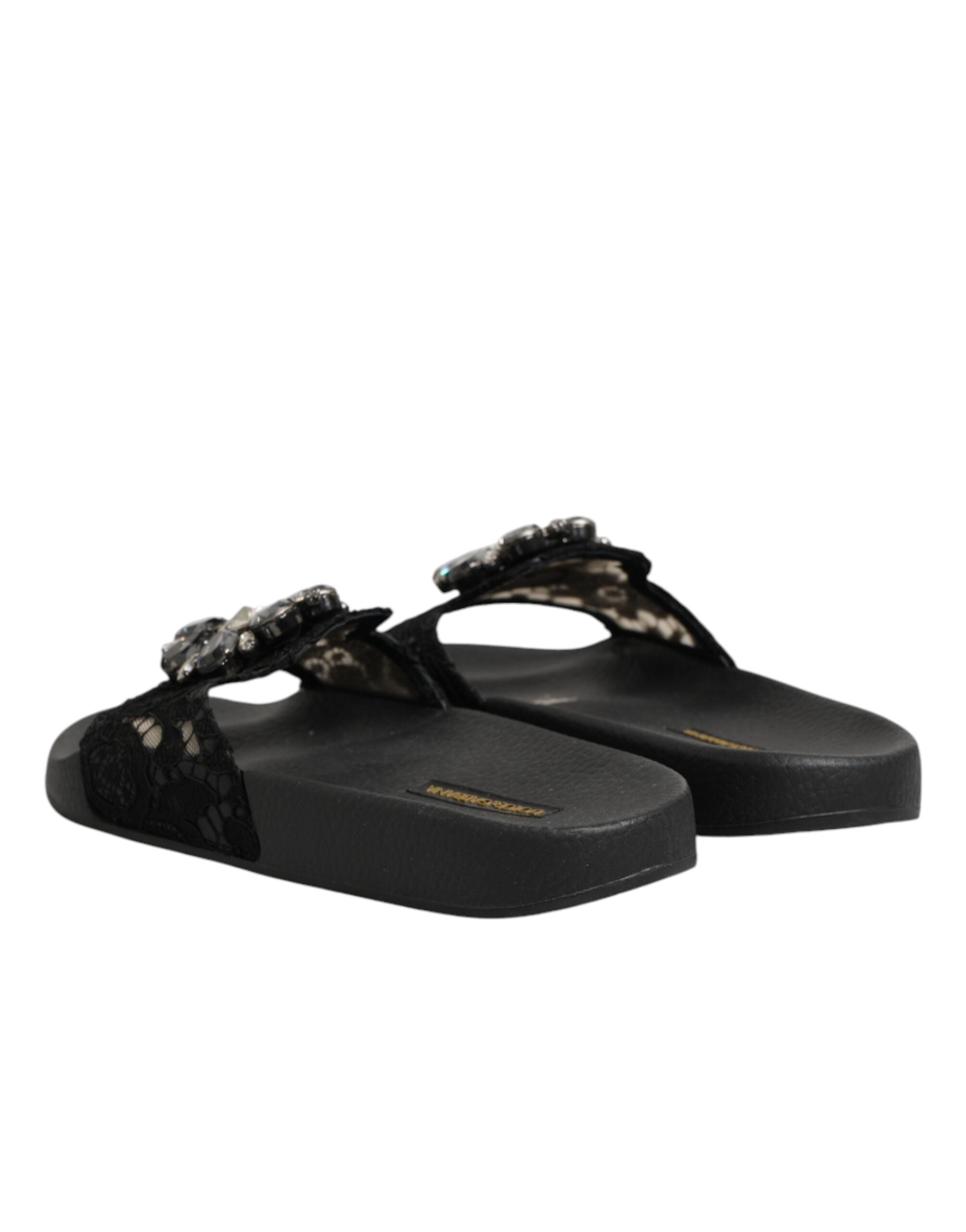 Black Devotion Matelassé Leather Slides Shoes