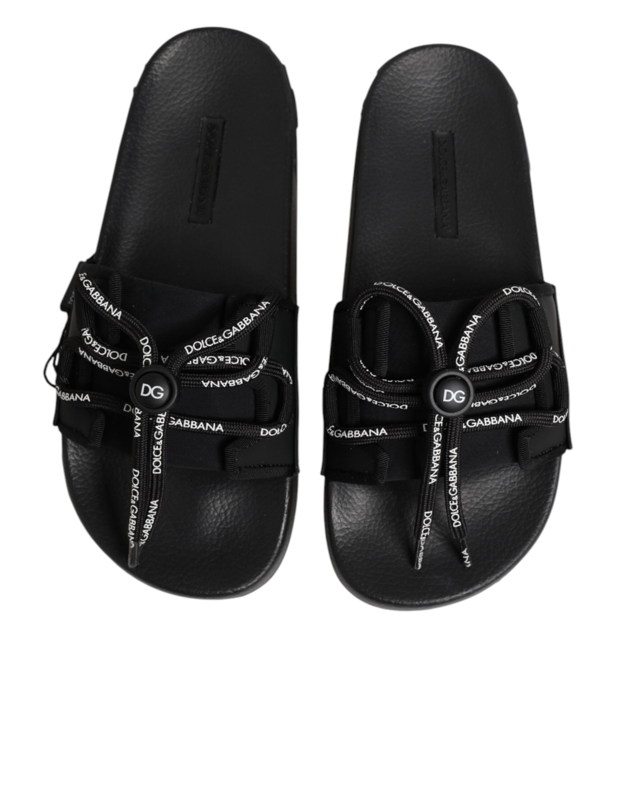 Black logo print Slides Beachwear Shoes